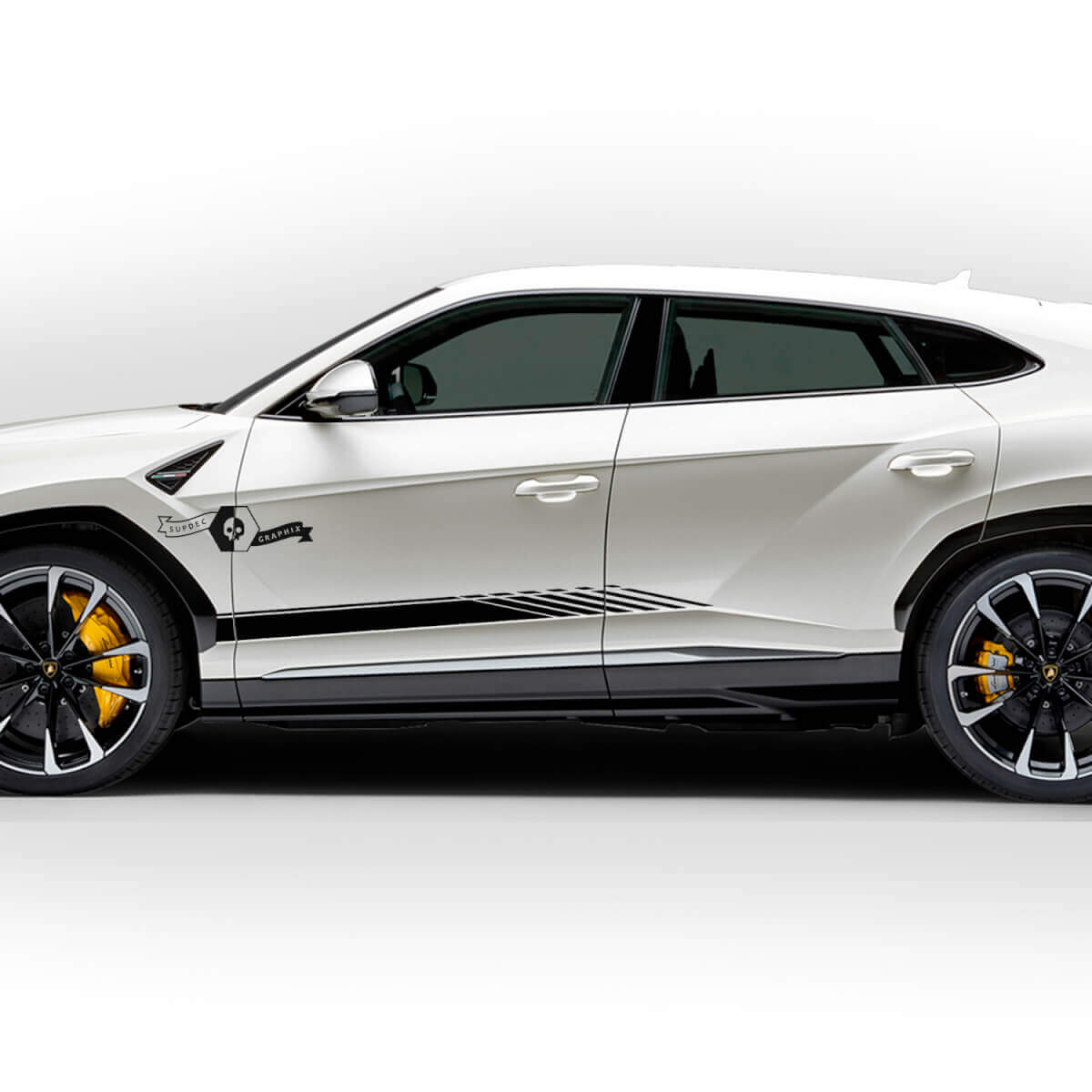 Paar Lamborghini Urus Seitentüren Streifen geneigt Vinyl Aufkleber Aufkleber Grafiken
