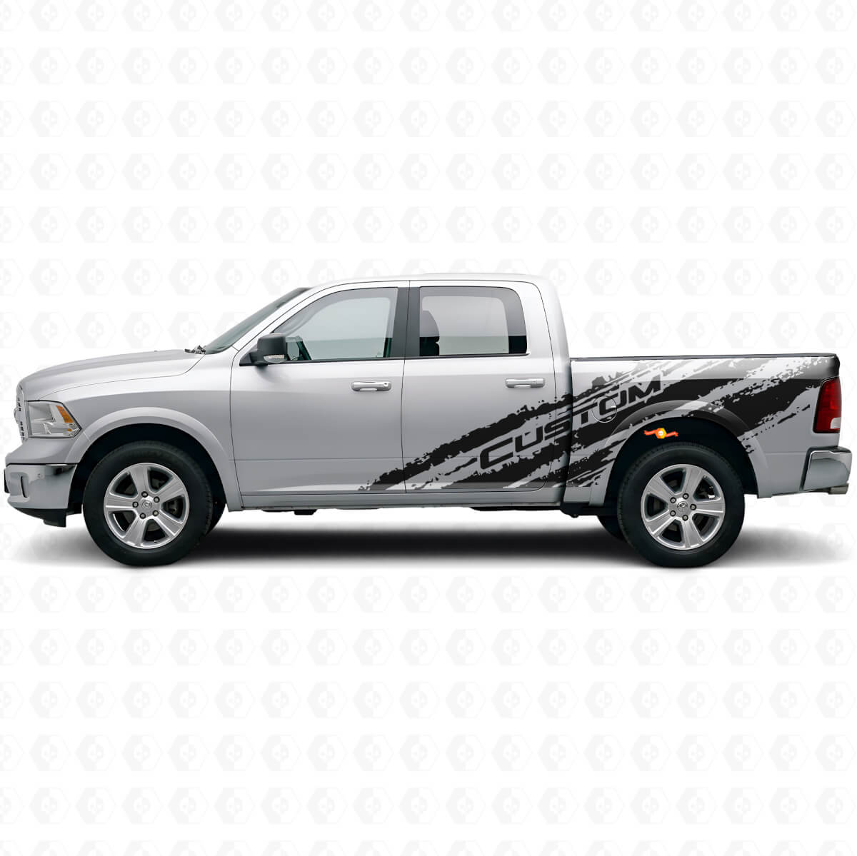 Mud Splash Custom Text Seitlicher Vinyl-Aufkleber Satz für Dodge Ram 1500 Rebel