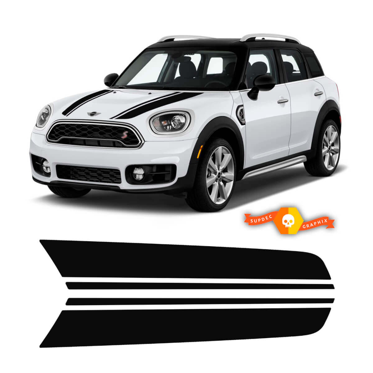 Motorhauben-Rennstreifen-Aufklebersatz für Mini Cooper Clubman Countryman 2008-2017