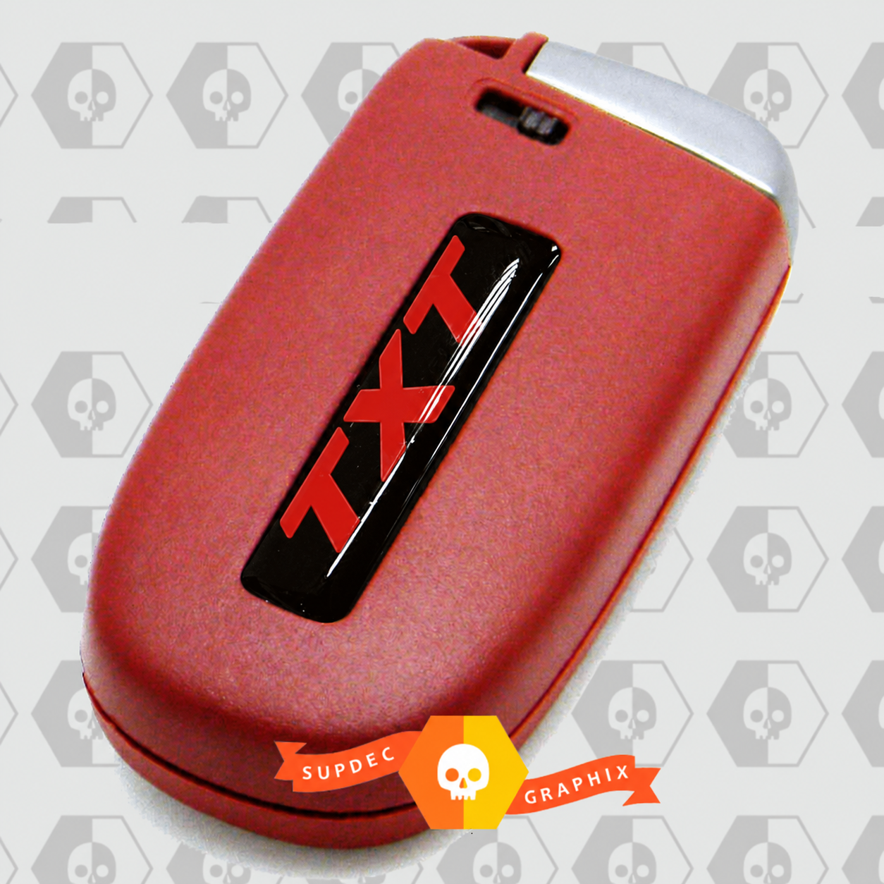 SRT Style Red TXT Domed Inlay Pair — Vinylaufkleber (Funkschlüssel) für Dodge Challenger