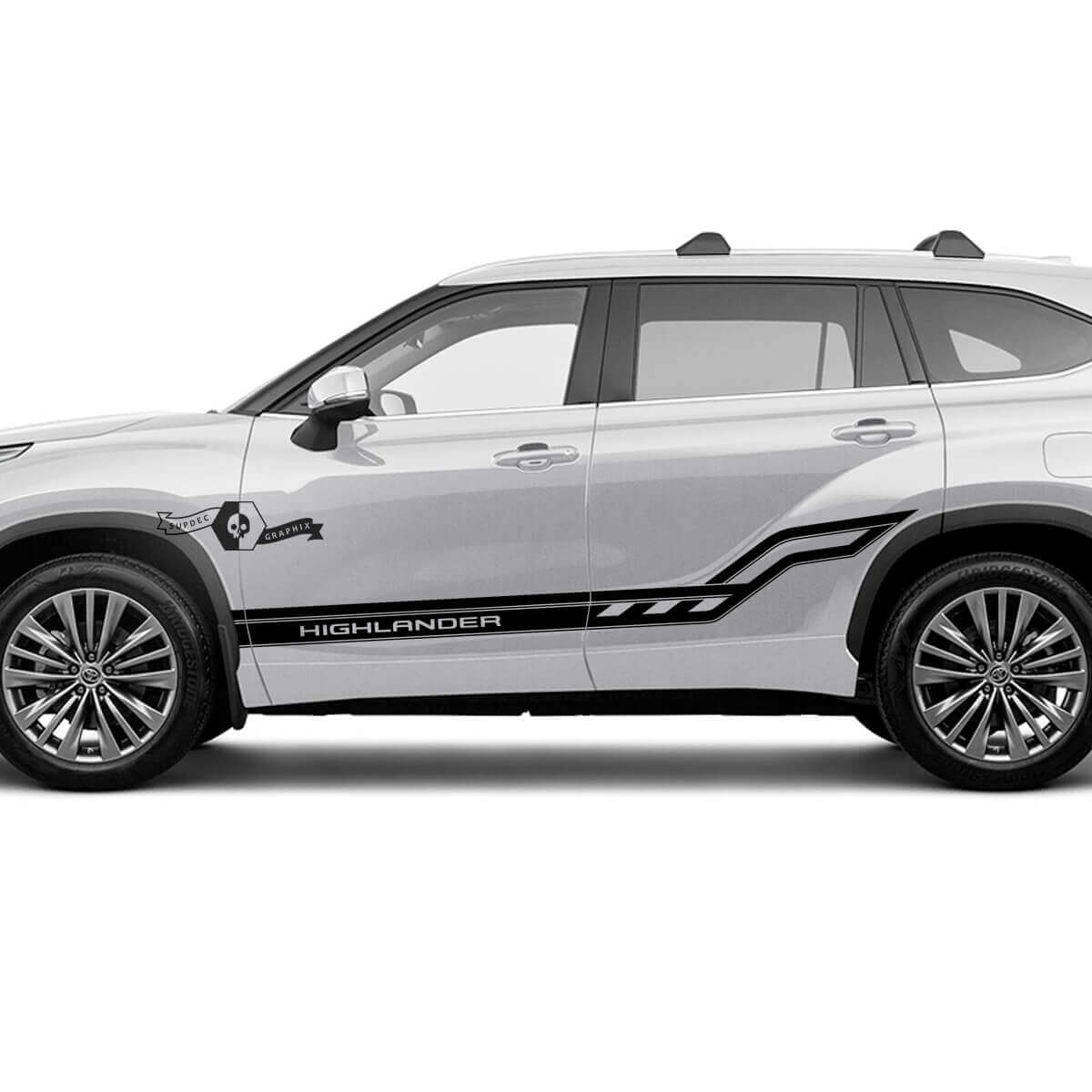 Paar Toyota 2020 Highlander Türen Bett Seitenverkleidung Aufkleber Grafik Aufkleber Seitenstreifen Kit
