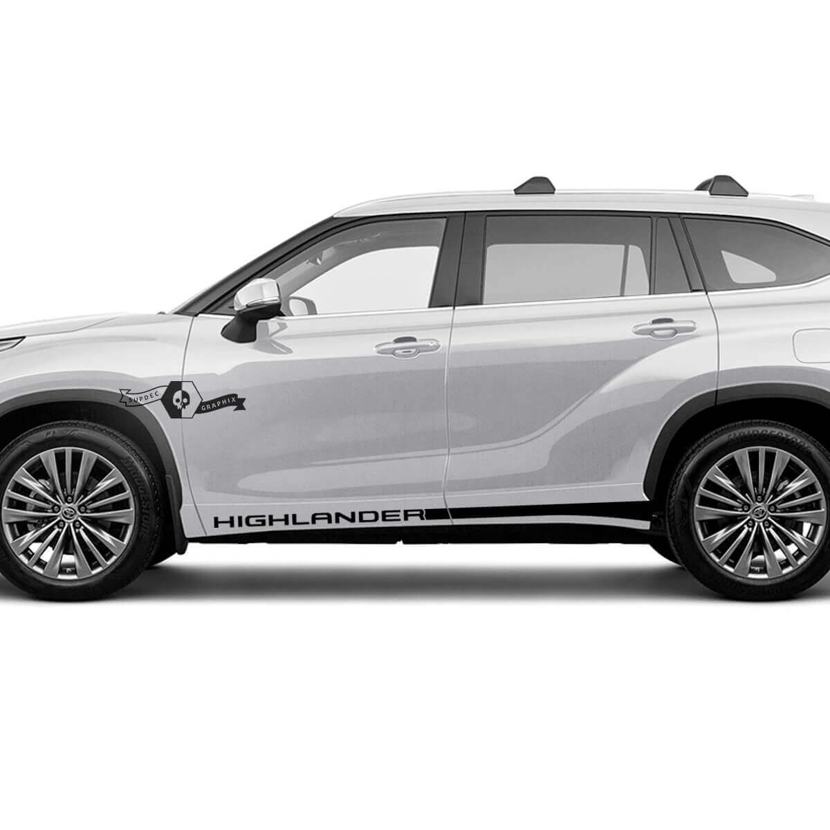 Paar Toyota 2020 Highlander Türen Bettseite schmaler Schweller-Aufkleber Grafik-Aufkleber Seitenstreifen-Kit
