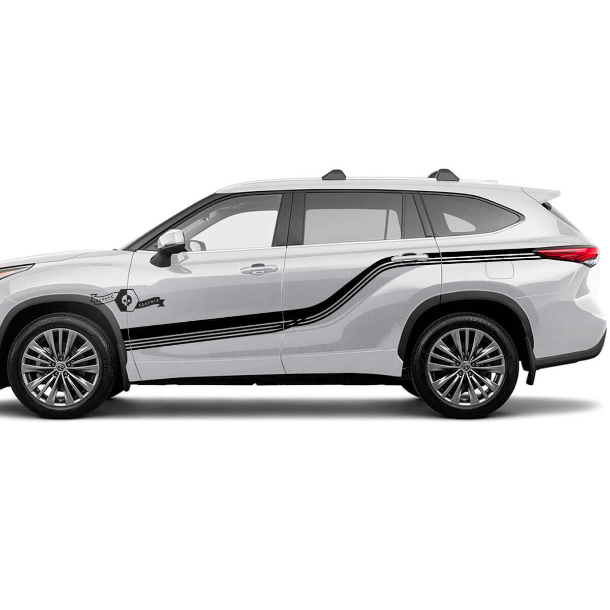 Paar Toyota 2020 Highlander Türen Bettseite Karosserielinien Aufkleber Grafikaufkleber Seitenstreifen-Kit
