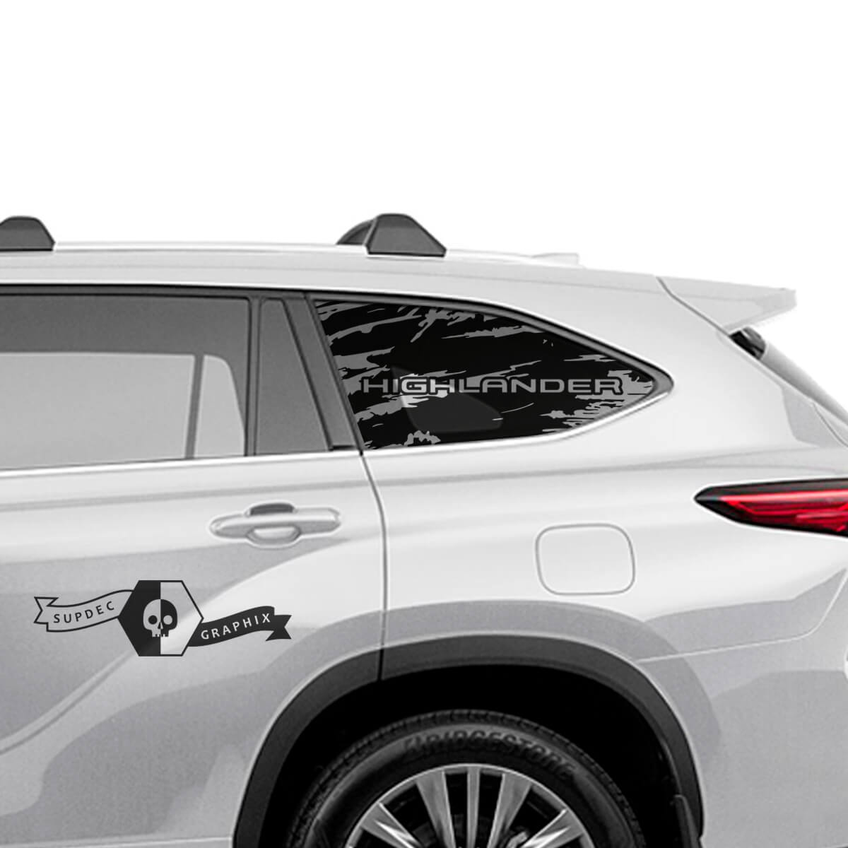 Paar Toyota 2020 Highlander Bed Side Glass Sticker Getönte Destroyed Decal Graphic Sticker Side
