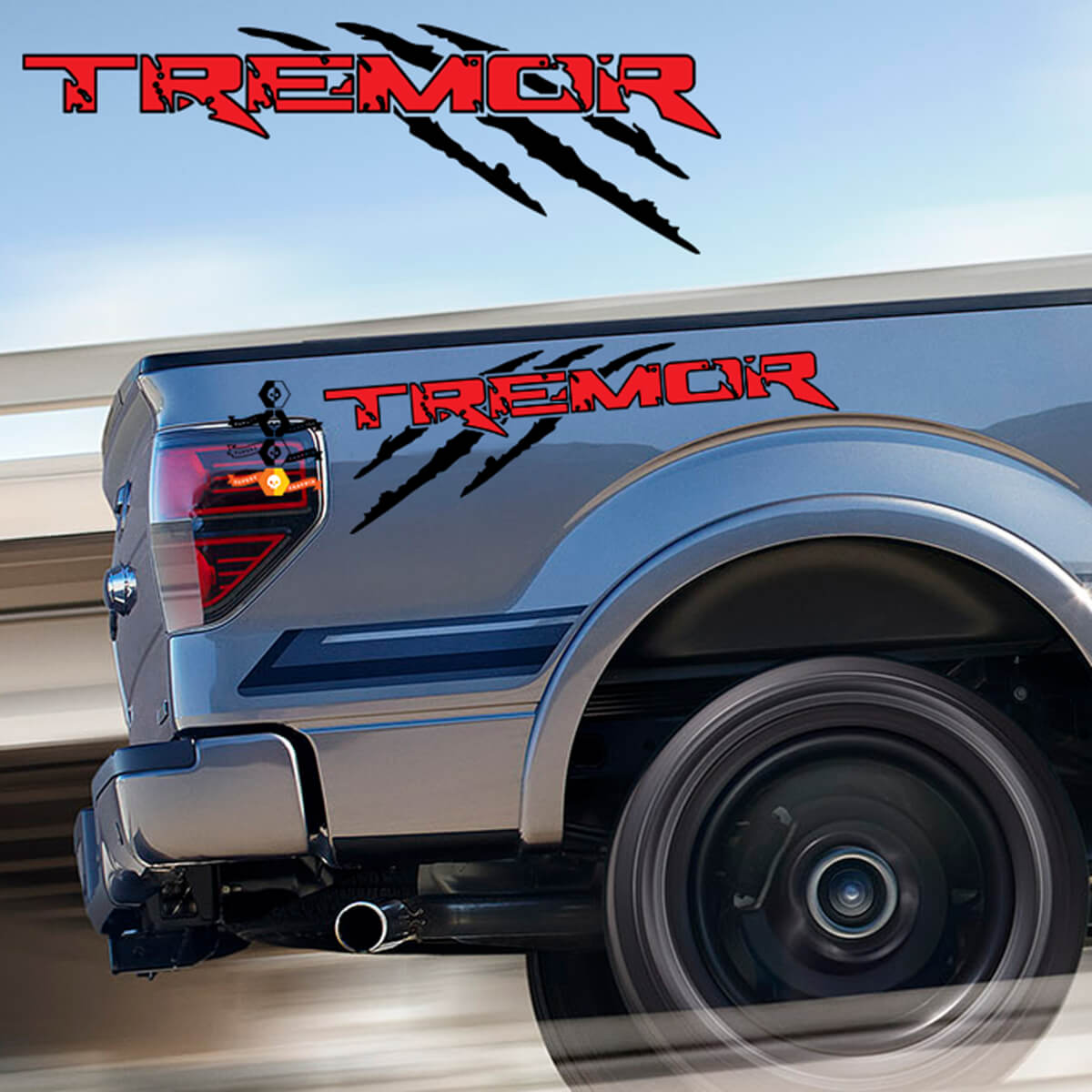 Aufkleber für Ford F-150 Tremor Scratches Raptor Style mit Umriss – Offroad-Aufkleber LKW-Ladefläche
