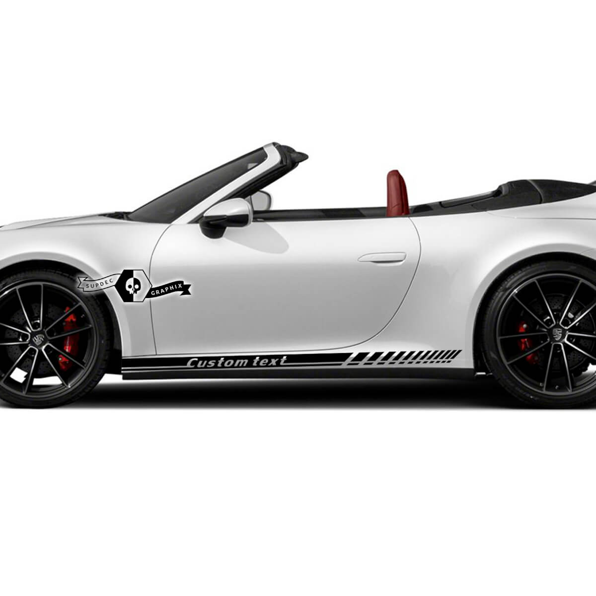 2 neue Porsche 911 Porsche Carrera Rocker Panel Side Line Slim Stripes Doors Kit Decal Sticker Custom Text