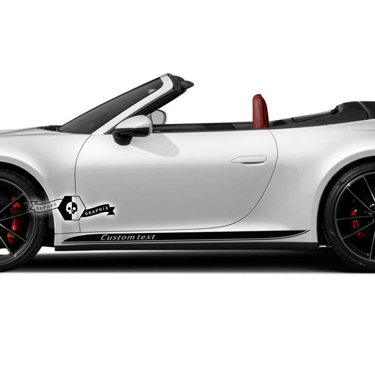 2 neue Porsche 911 Porsche Carrera Rocker Panel Side Line Slim Stripes Doors Up Kit Decal Sticker Custom Text
