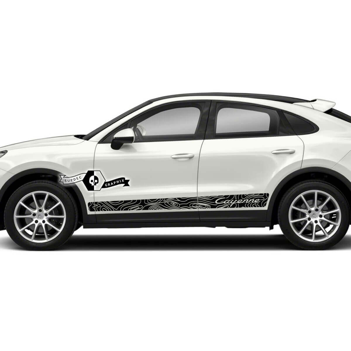 Porsche Cayenne S GTS Turbo Turbo Seitenstreifen Türen Schwellerverkleidung Aufkleber Konturkarte Aufkleber 2003–2023 vorhanden
