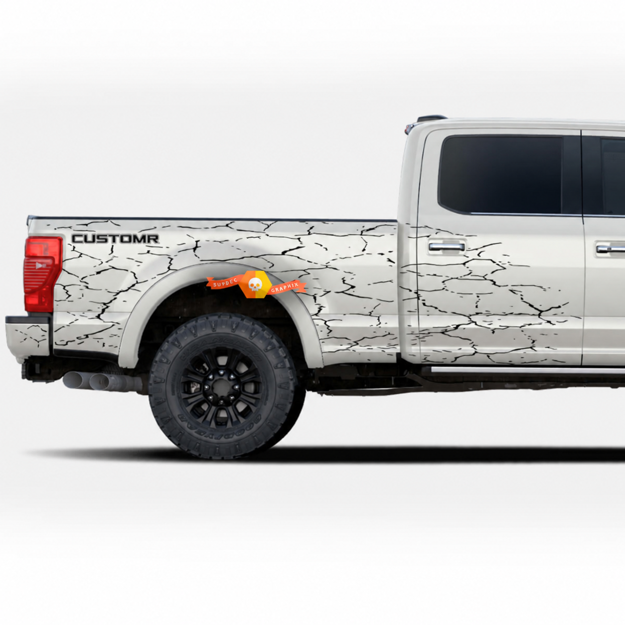 CUSTOMR Rissiges Tür- und Laderaumabdeckungs-Kit Vinylaufkleber für Ford F-250 F-350