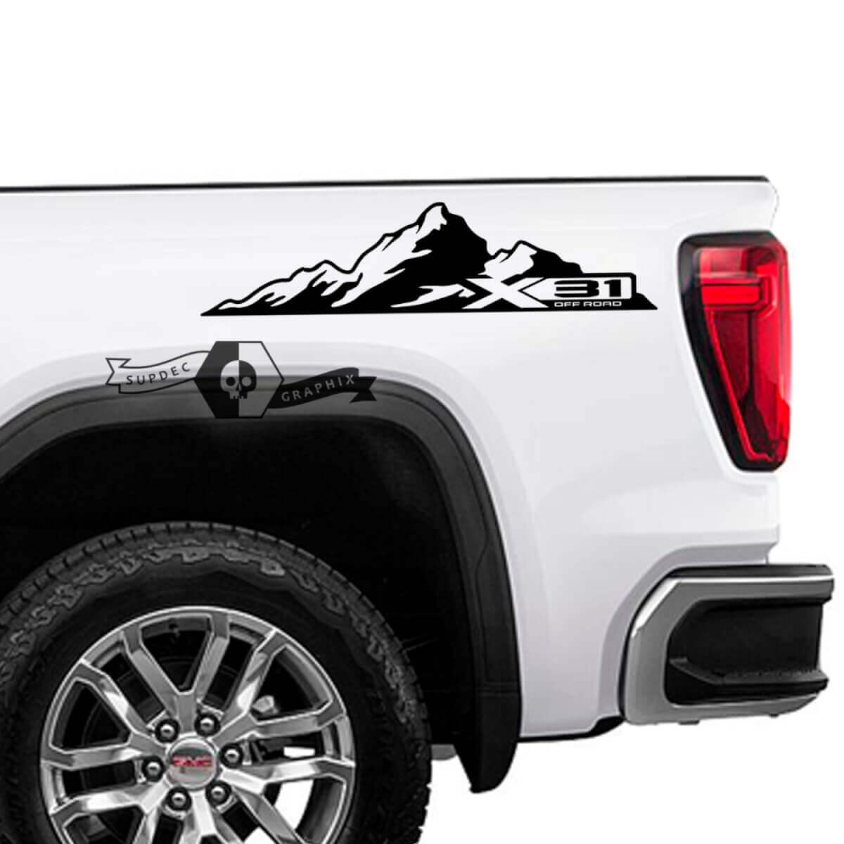 X31 Offroad Mountain Side Vinylaufkleber für 2023 GMC Sierra 1500