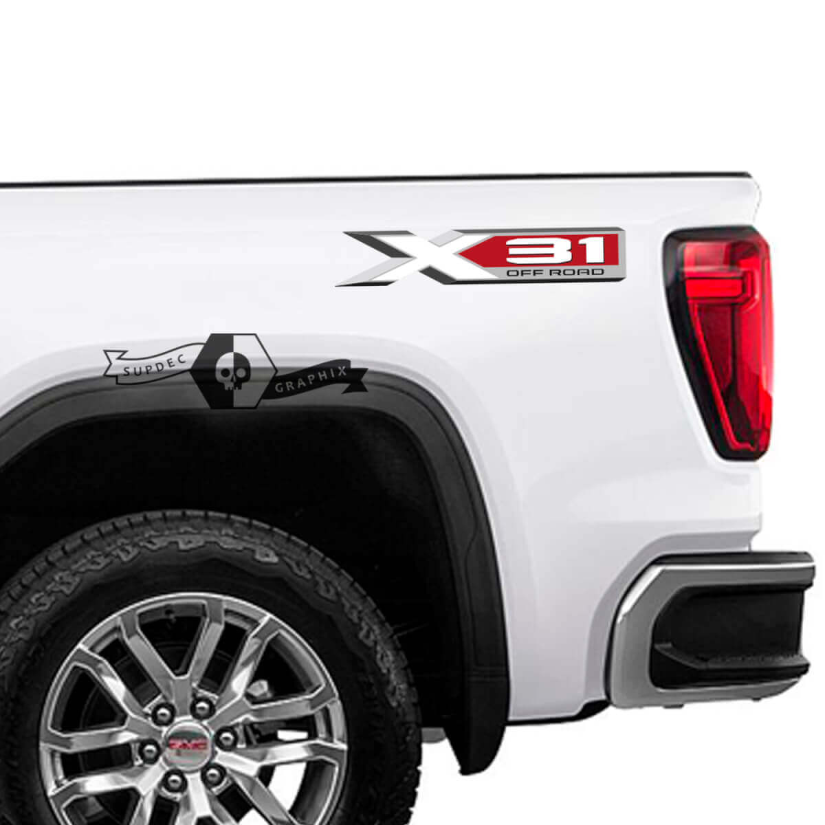 X31 Off Road hintere Seiten-Vinylaufkleberset für GMC Sierra 1500