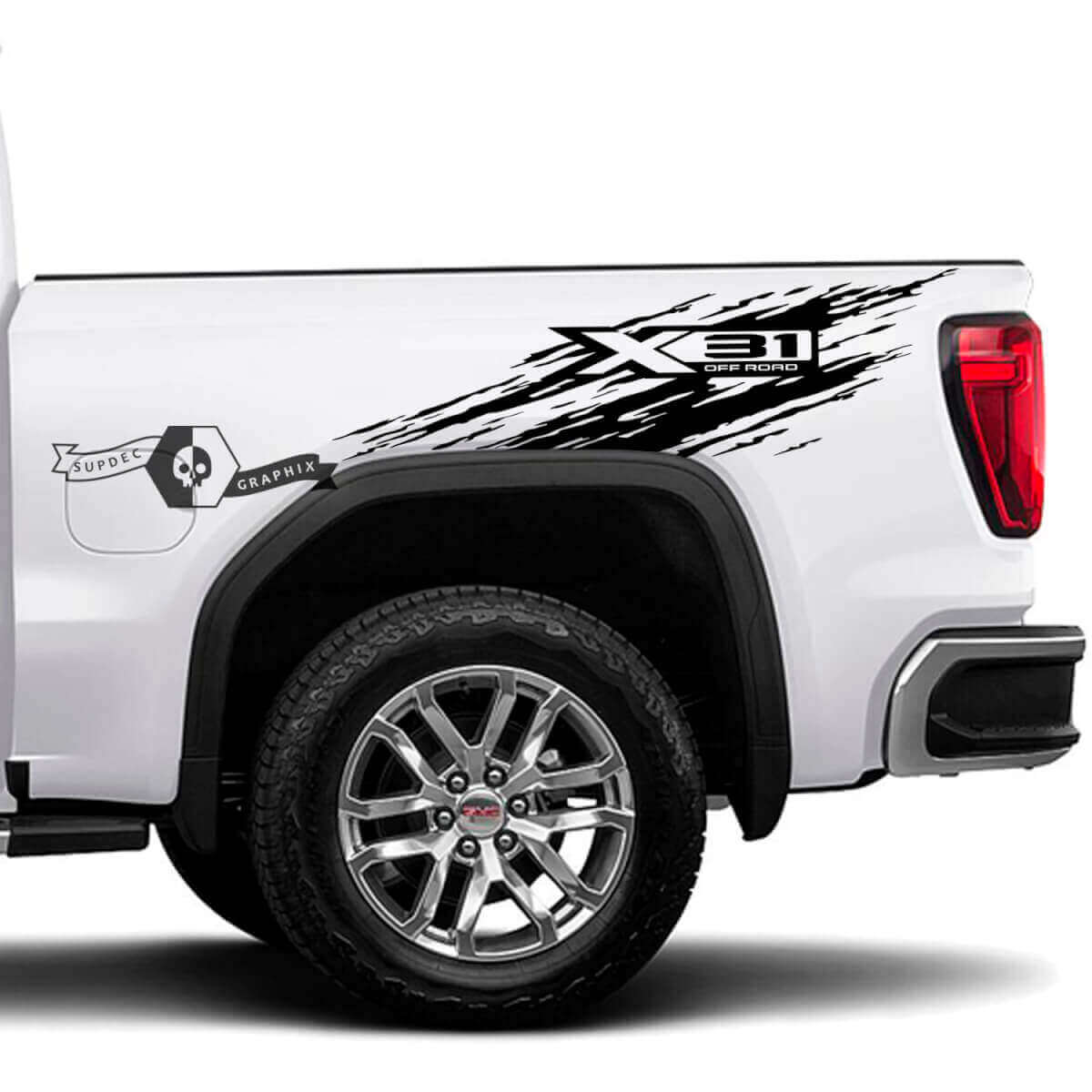 X31 Offroad-Spritzschutz Seitenwand Vinyl-Aufkleber-Kit für GMC Sierra 1500