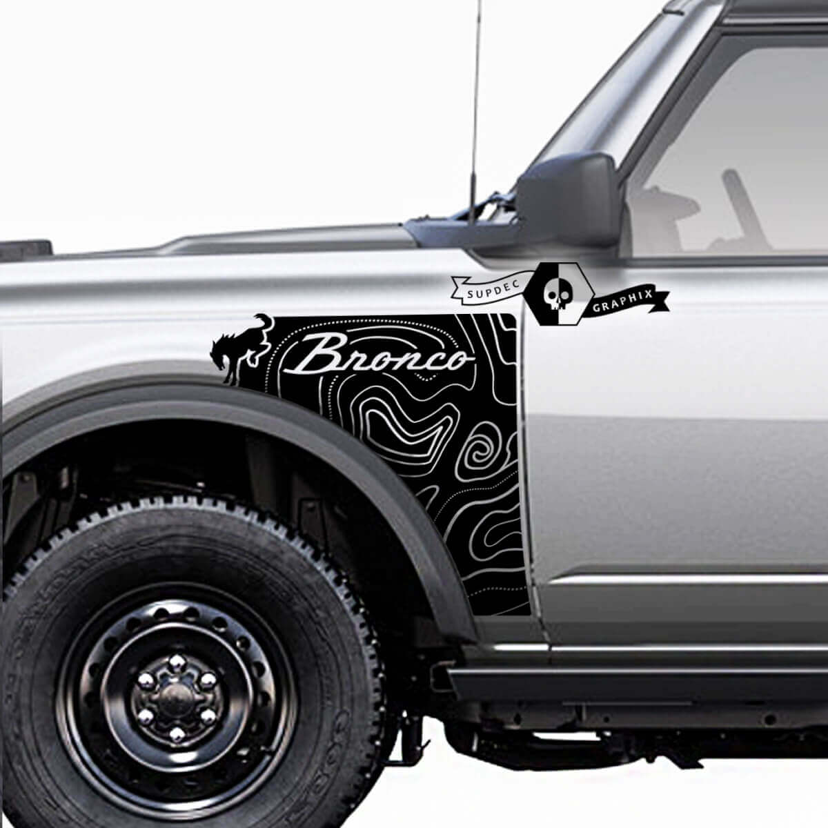 Topografisches Stil-Logo Seiten-Vinyl-Aufkleber-Set für Musclecar Pferd