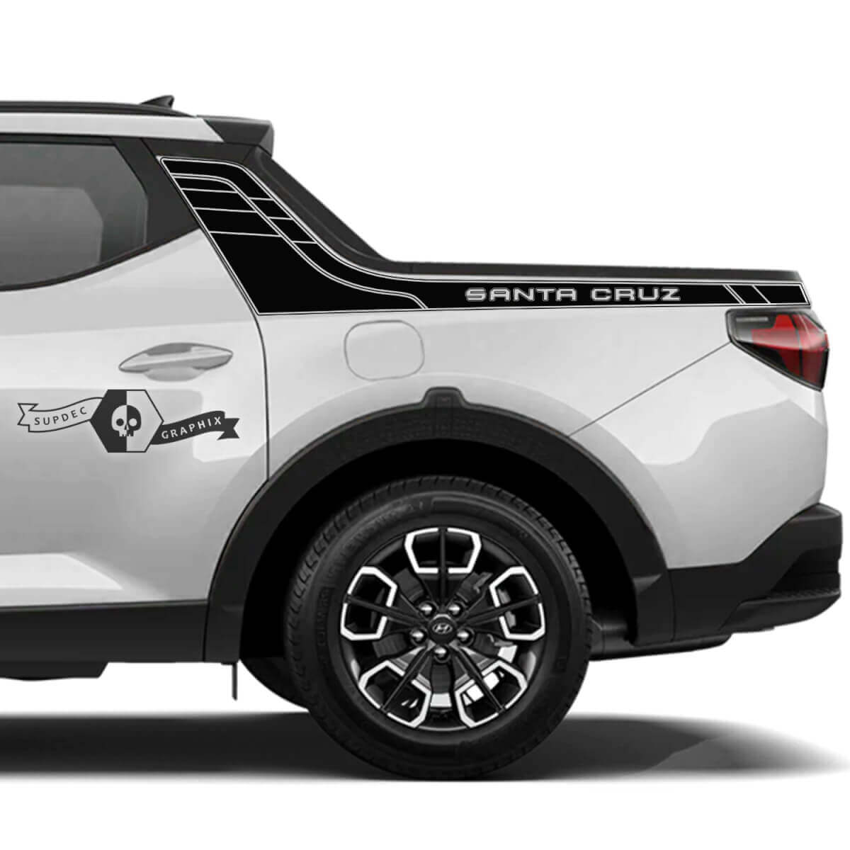 Modernes Rallye-Seitenbett-Schriftzug-Vinyl-Aufkleber-Set für Hyundai Santa Cruz