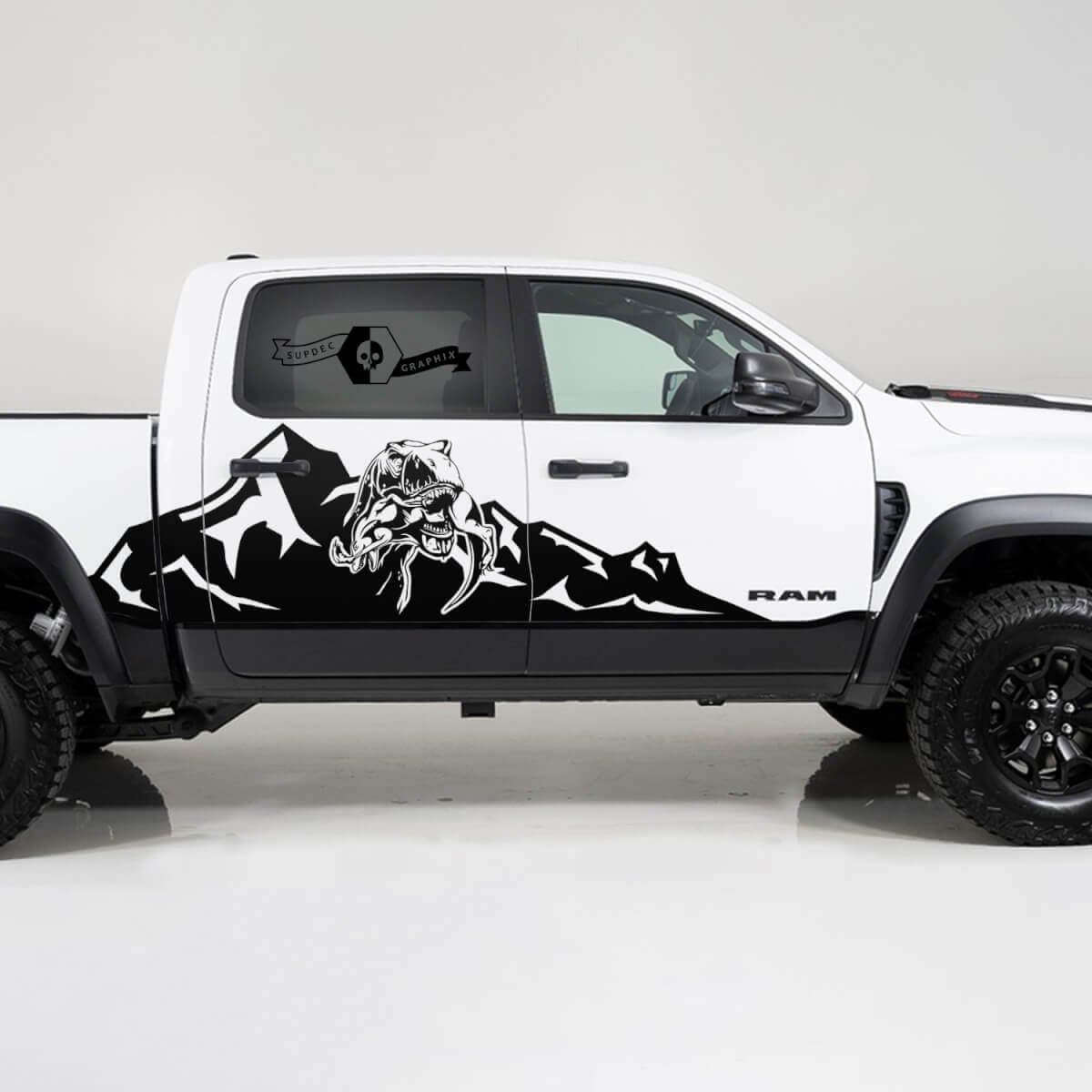 TRX Riesige Berg-Seitenvinyl-Aufklebersatz für RAM 1500 2021+