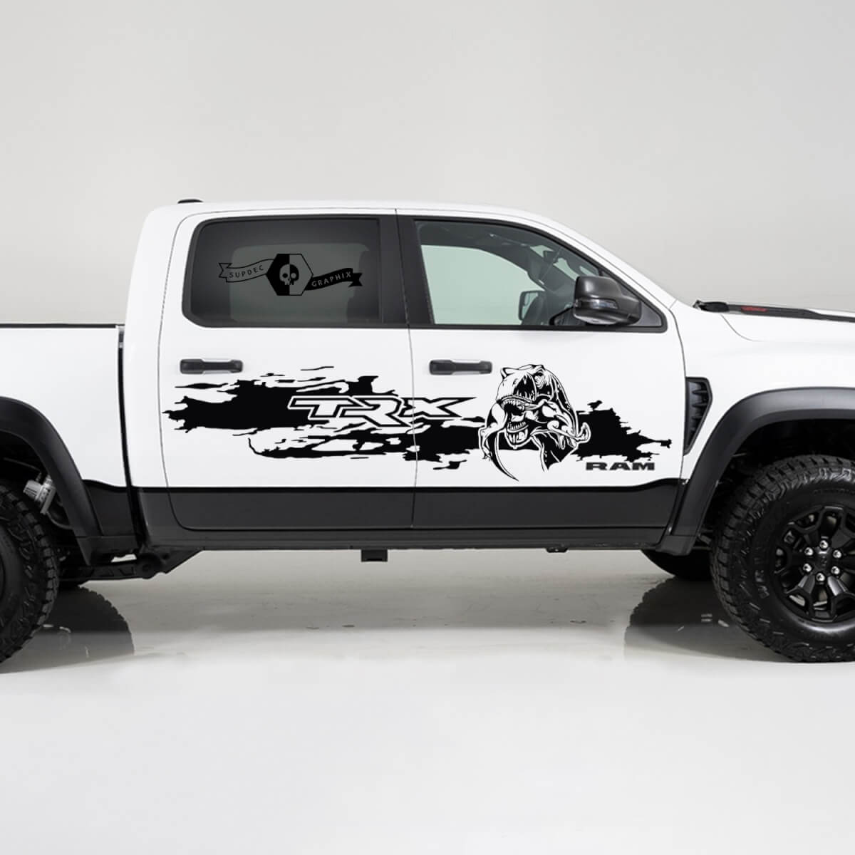 2x Dodge Ram TRX Rebel 2022 2023 1500 Side Destroyed TRX Eating Raptor Truck Vinyl Aufkleber Grafik
