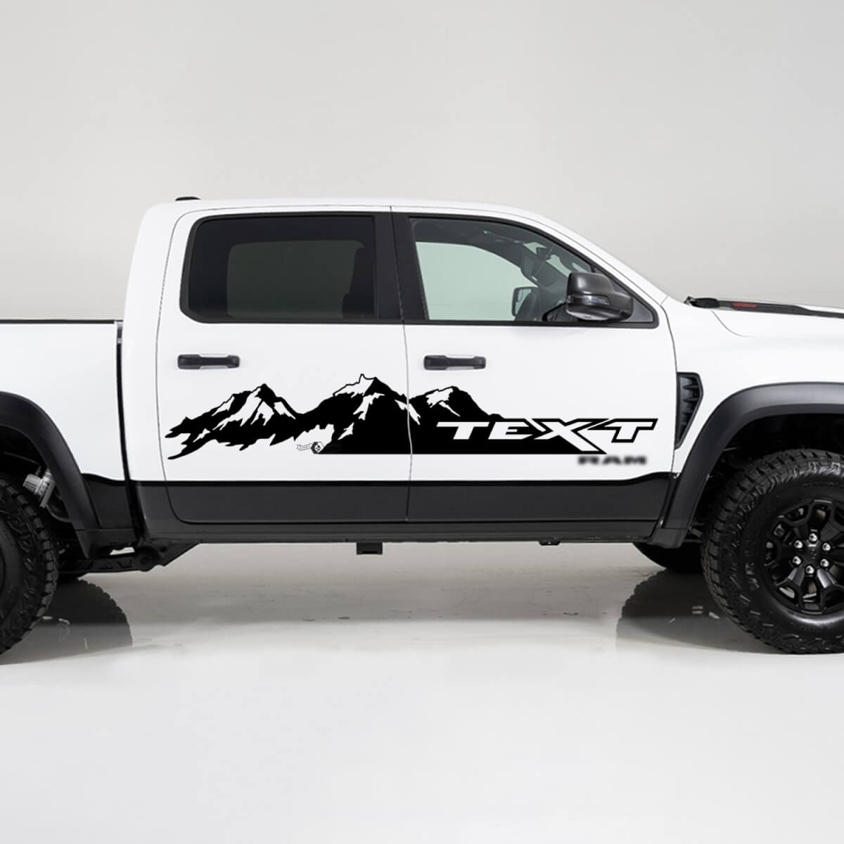 Bergkette & Custom Text Seitenvinylaufkleber für Dodge Ram 1500