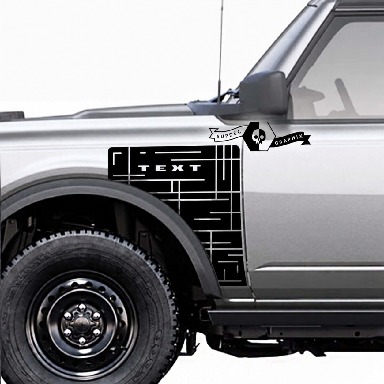 Custom-Text-Zeilen Everglades-Stil Seitenpaneel Vinyl-Aufkleber-Set für Musclecar horse