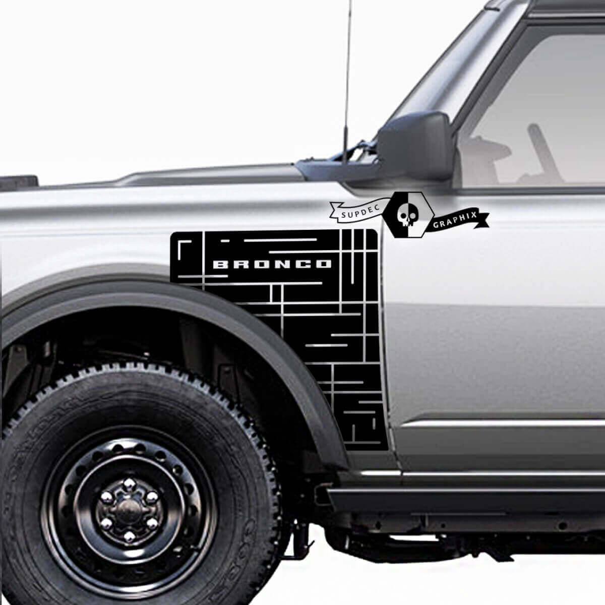 Lines Everglades Stil Seitenteil Vinyl Aufkleber Grafik Paar für Ford Bronco
