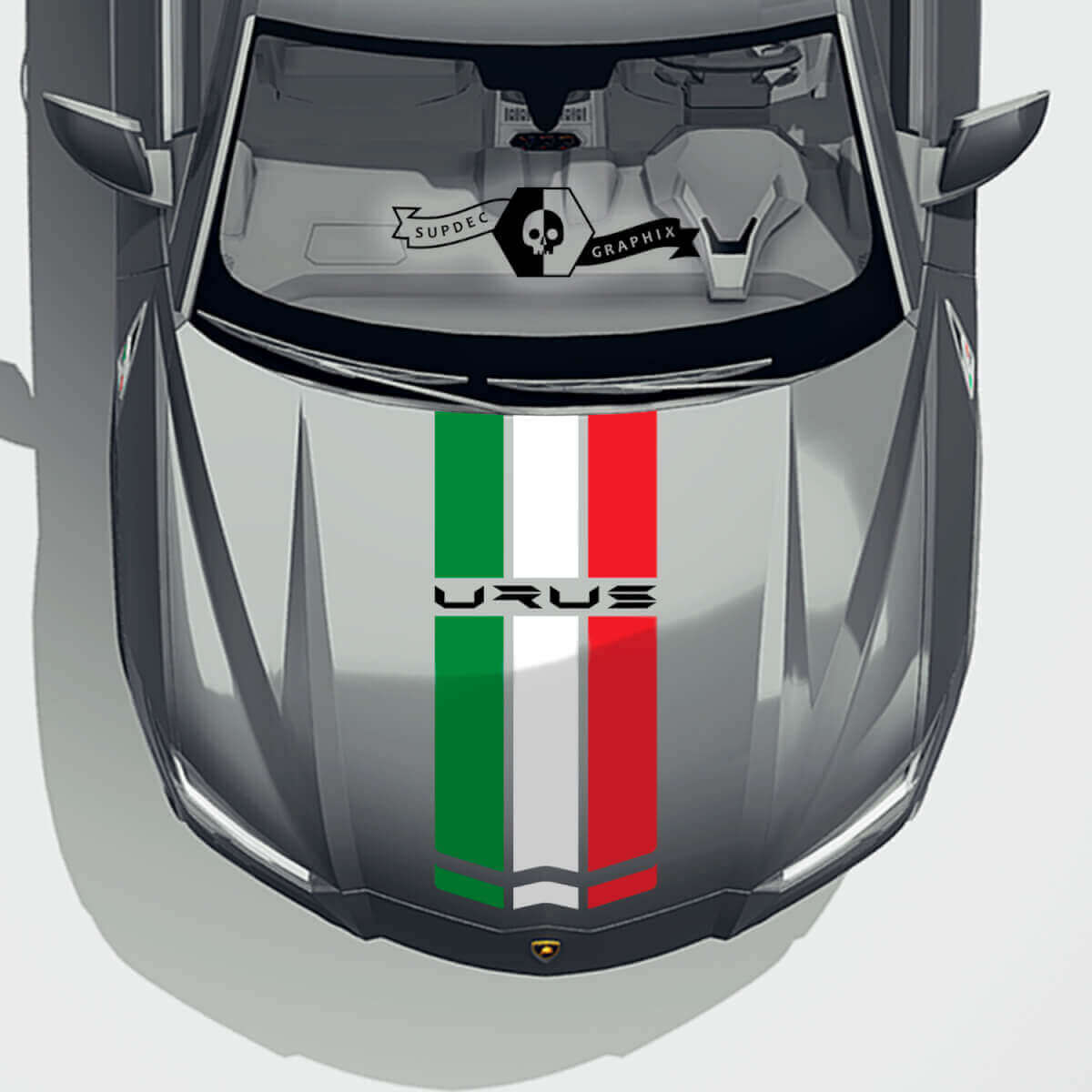 Motorhaube Italienische Flaggenstreifen Vinyl-Aufkleber Grafik Für Lamborghini Urus 2021 2022 2023 +