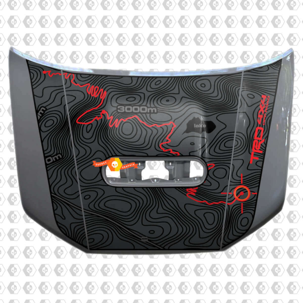 Topografische Karte Motorhauben-Aufkleber für Toyota 4Runner 5. Generation