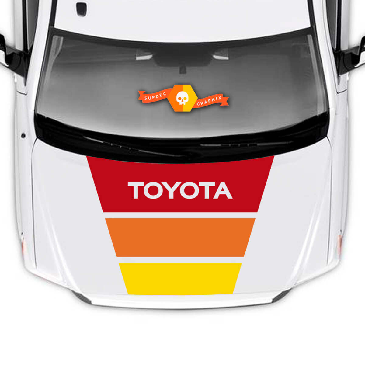 Retro Dreifarbige Motorhauben-Streifen Vinyl-Aufkleber für Toyota Tundra 2014-2027
