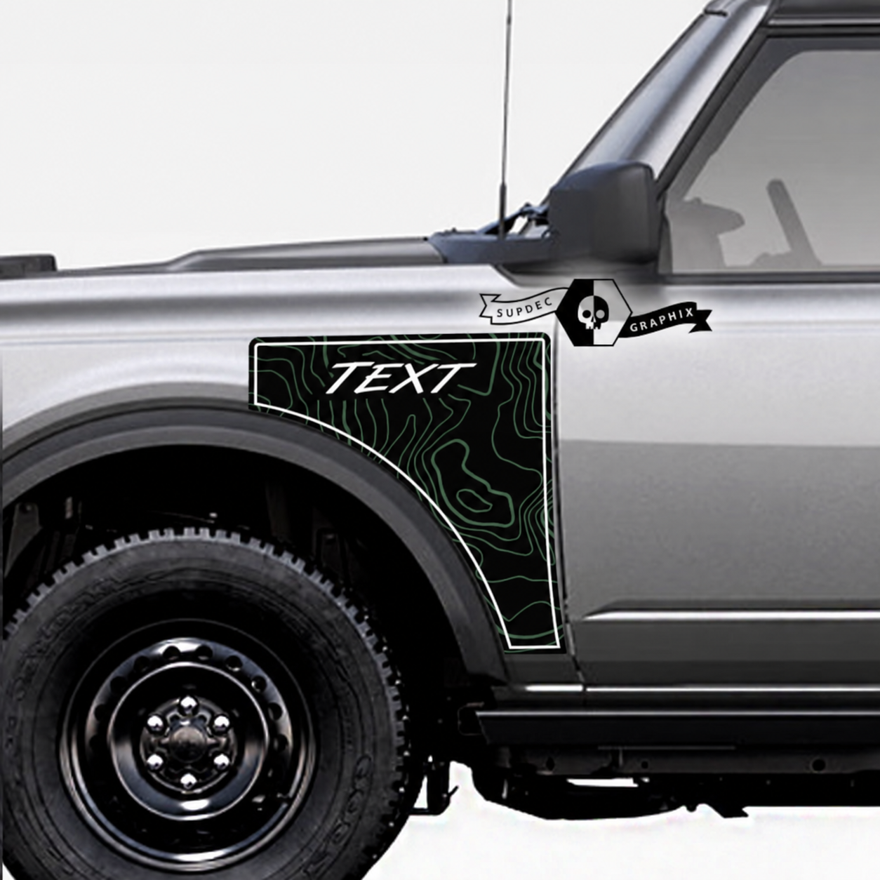 Paar Musclecar horse-Logo, topografische Karte, Everglades-Stil, Seitenteil, Vinyl-Aufkleber, Grafik-Set 1
