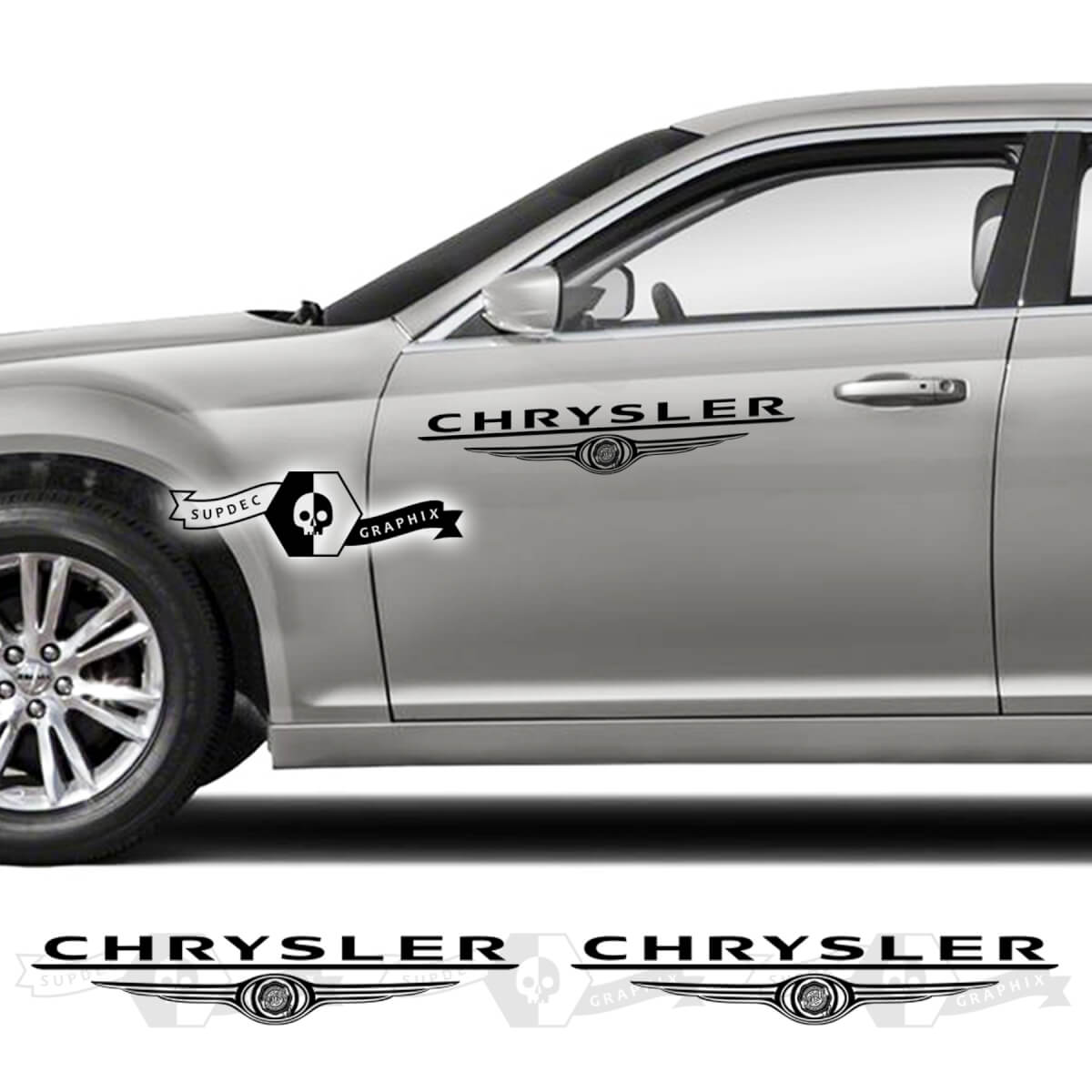 Paar Chrysler 300 2021 2022 2023 Logo Türen Grafiken Auto Vinyl Aufkleber Aufkleber
