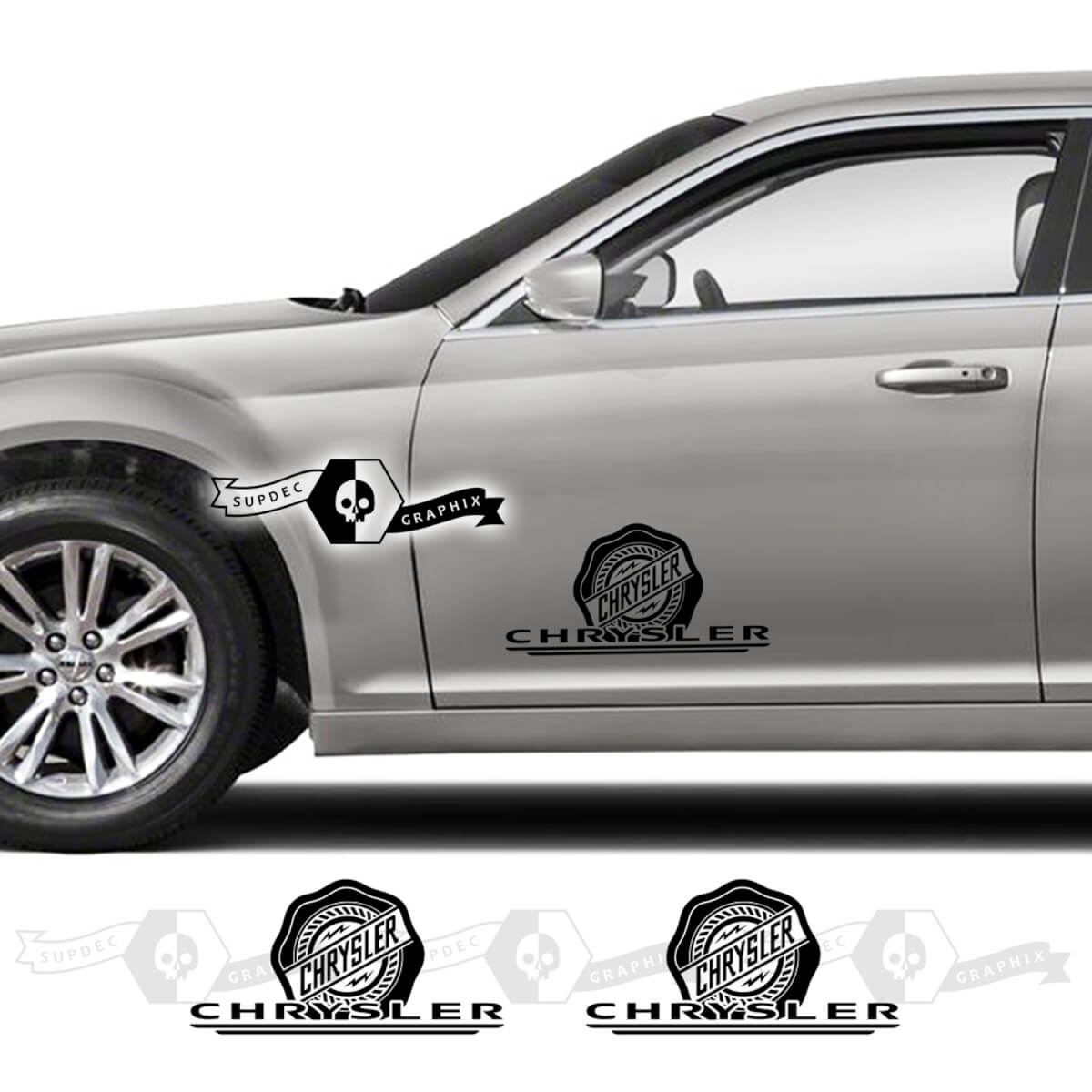 Paar Chrysler 300 2021 2022 2023 Modernes Logo Türen Grafiken Auto Vinyl Aufkleber Aufkleber
