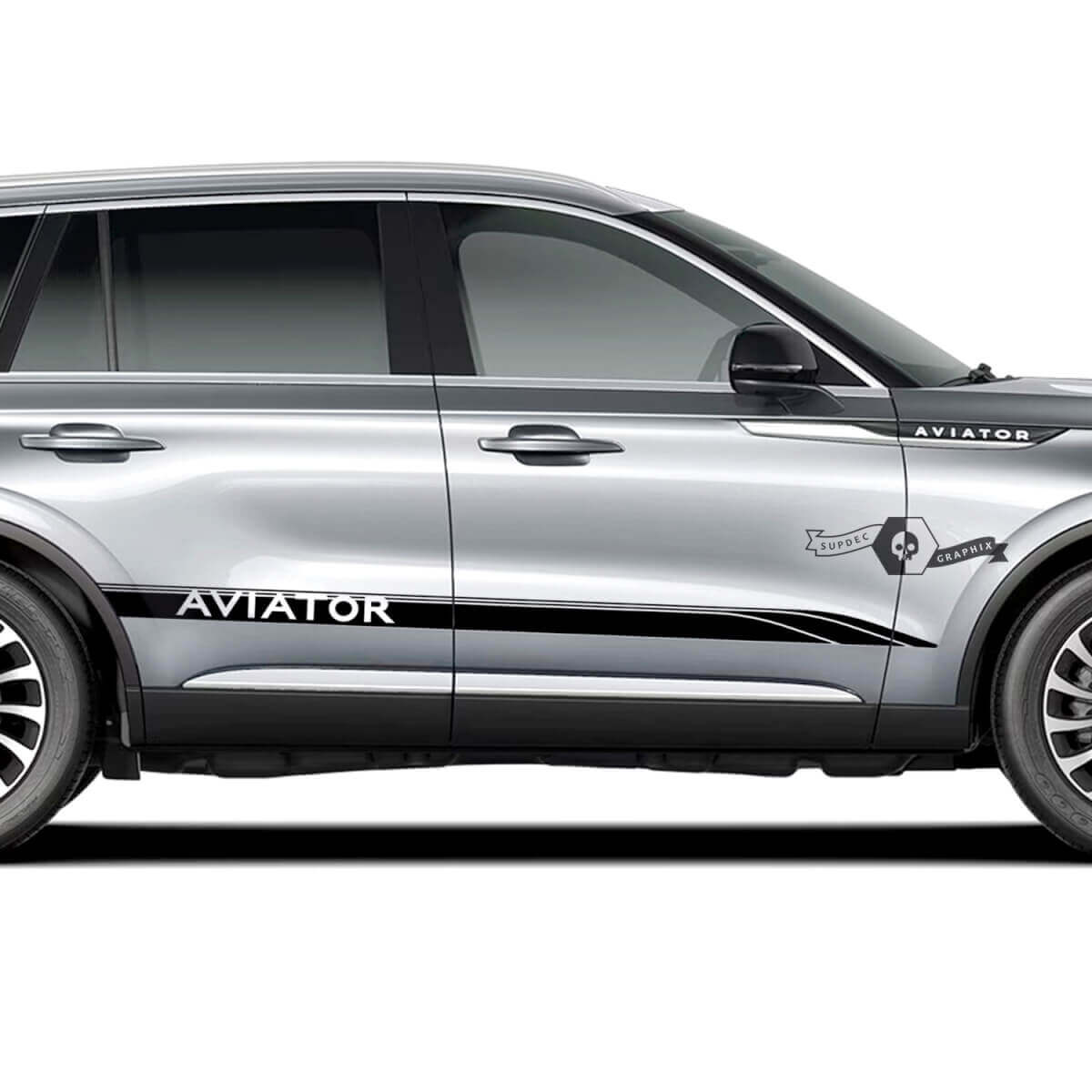 2 x Lincoln 2023 Aviator Doors Stripes Side Lines Vinyl Decals Graphics Sticker
