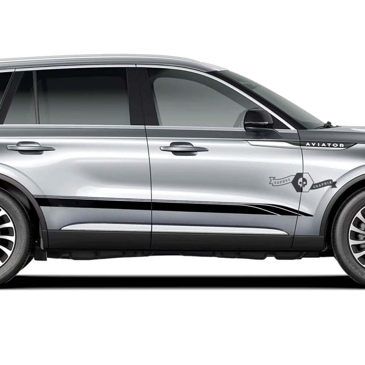 Rennstil Seitenstreifen Vinyl-Aufkleber-Set für Lincoln Aviator 2023
