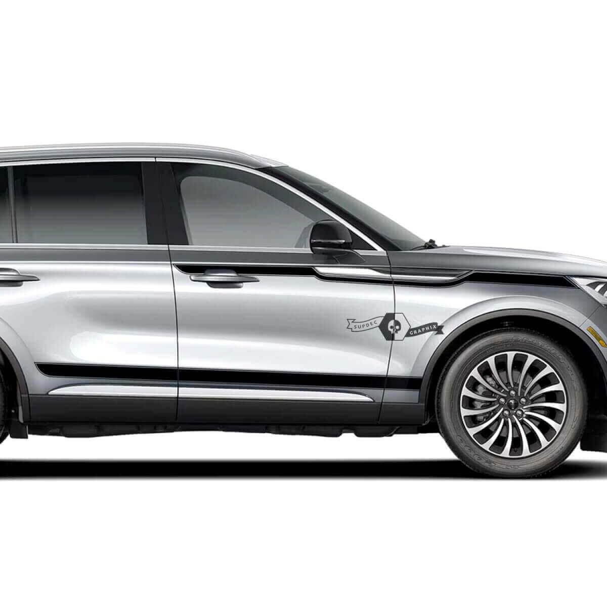 2 x Türen Streifen Schweller Seitlich Schlank Solides Vinyl Aufkleber Grafiken Sticker für Lincoln 2023 Aviator