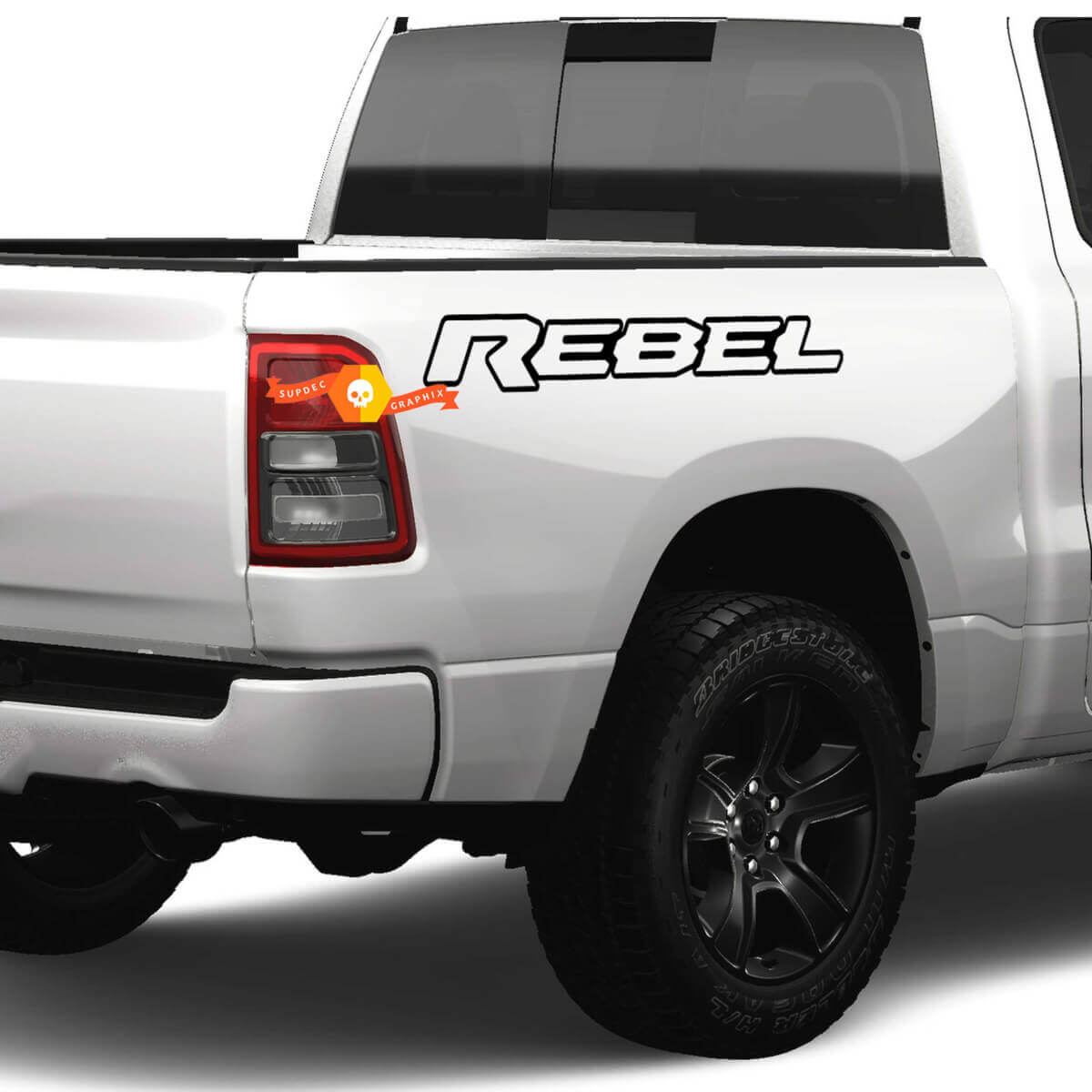 Rebel Outline Seitenlogo Vinyl-Aufkleberset für Dodge Ram Rebel