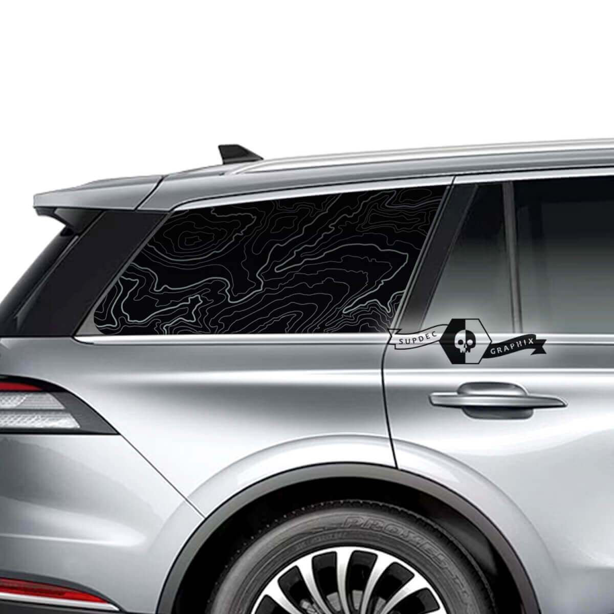 Paar Lincoln 2023 Aviator Window Contour Map Vinyl Aufkleber Grafikaufkleber
