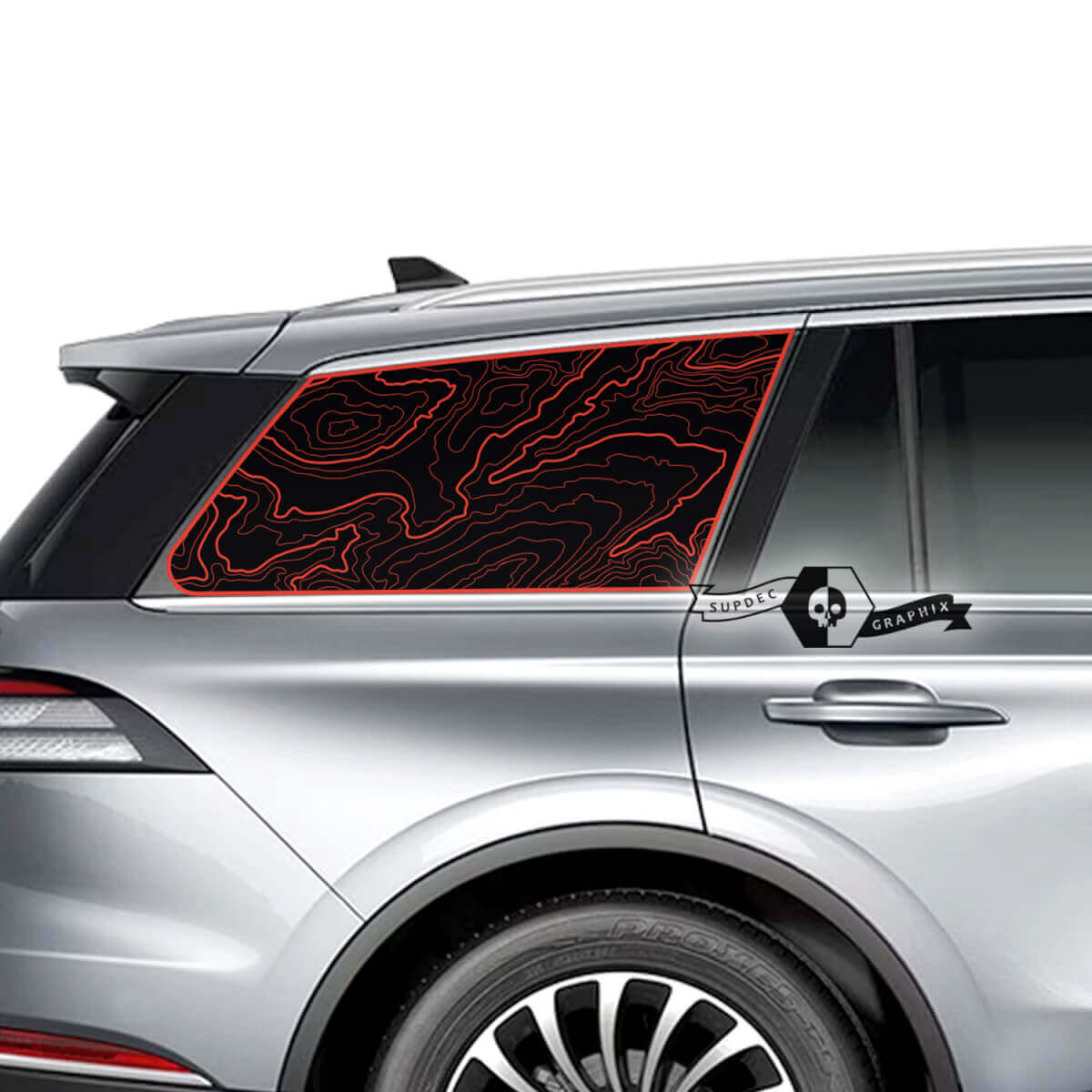 Paar Lincoln 2023 Aviator Window Contour Map Vinyl Aufkleber Grafikaufkleber
