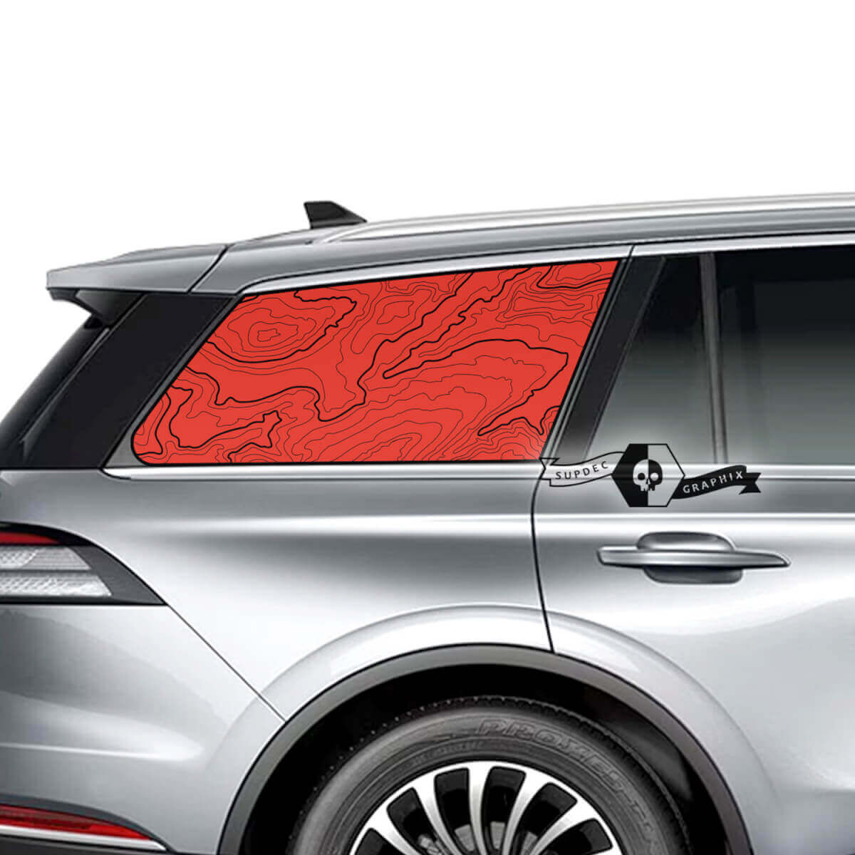 2x Lincoln 2023 Aviator Window Contour Map Vinyl Aufkleber Grafikaufkleber 2 Farben
