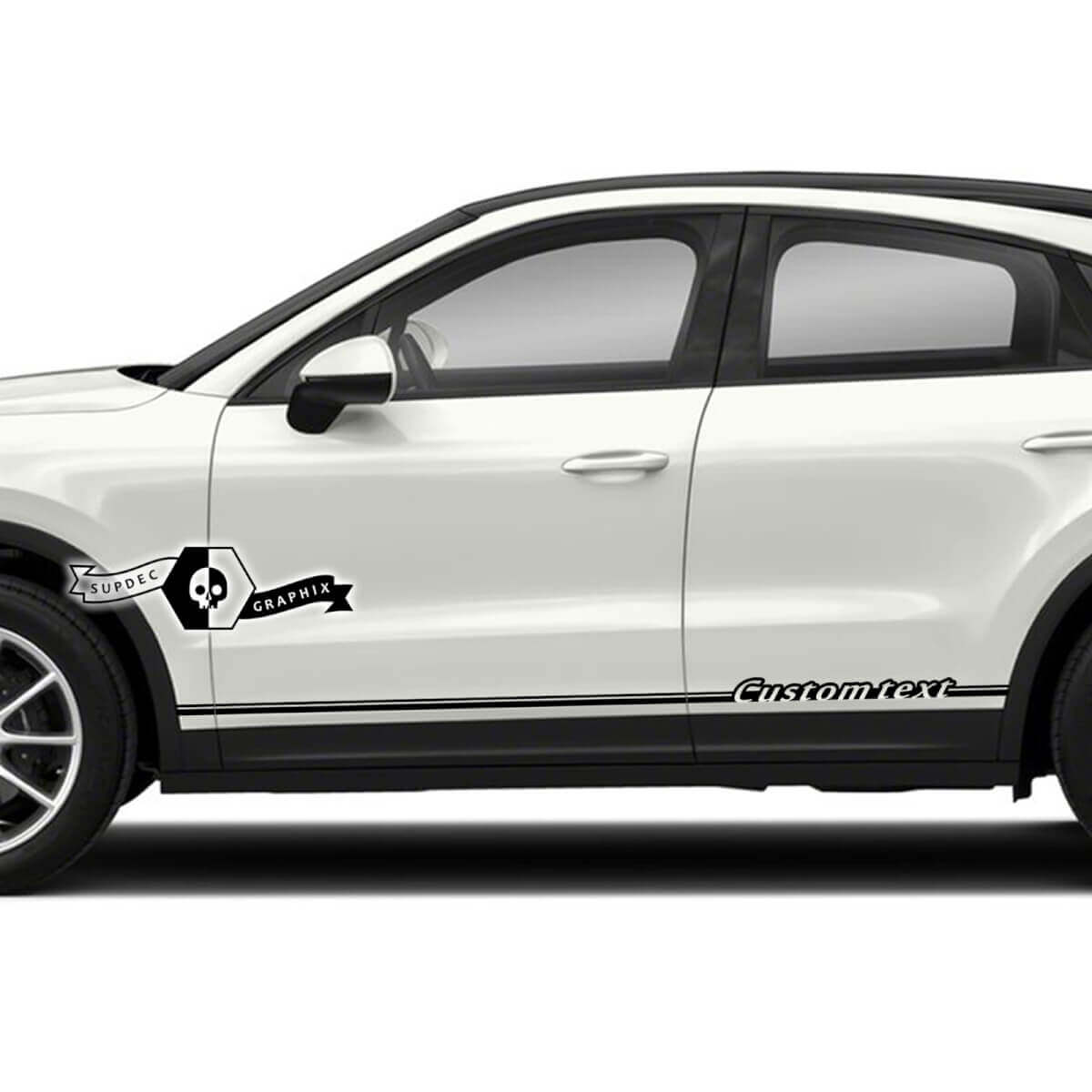 2x Porsche 2023 Porsche Cayenne Rocker Panel Side Stripes Doors Decals Sticker Custom Text
