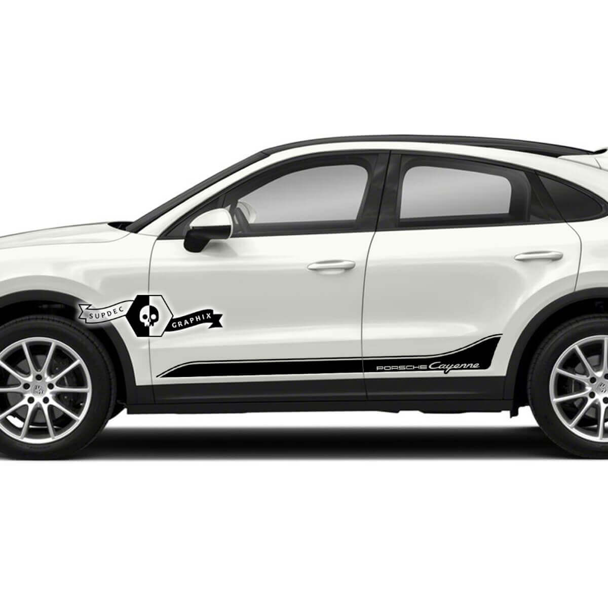 2x Porsche 2023 Porsche Cayenne Rocker Panel Side Stripes Doors Trim Logo Decals Sticker
