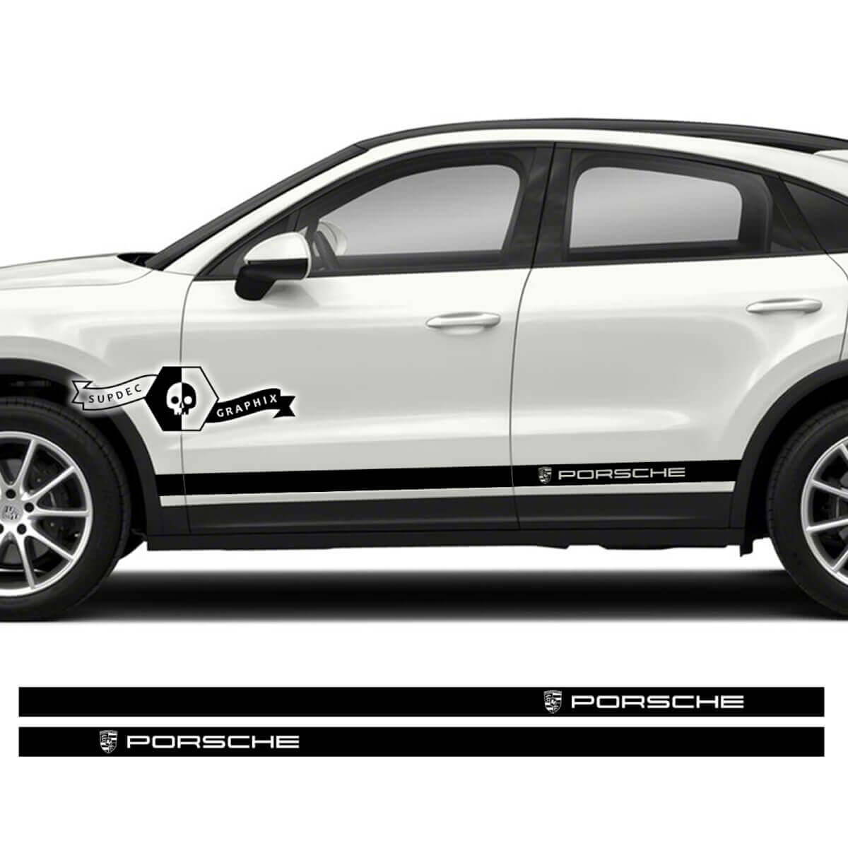 2x Porsche 2023 Porsche Cayenne Rocker Panel Side Solid Stripes Doors Aufkleber Aufkleber
