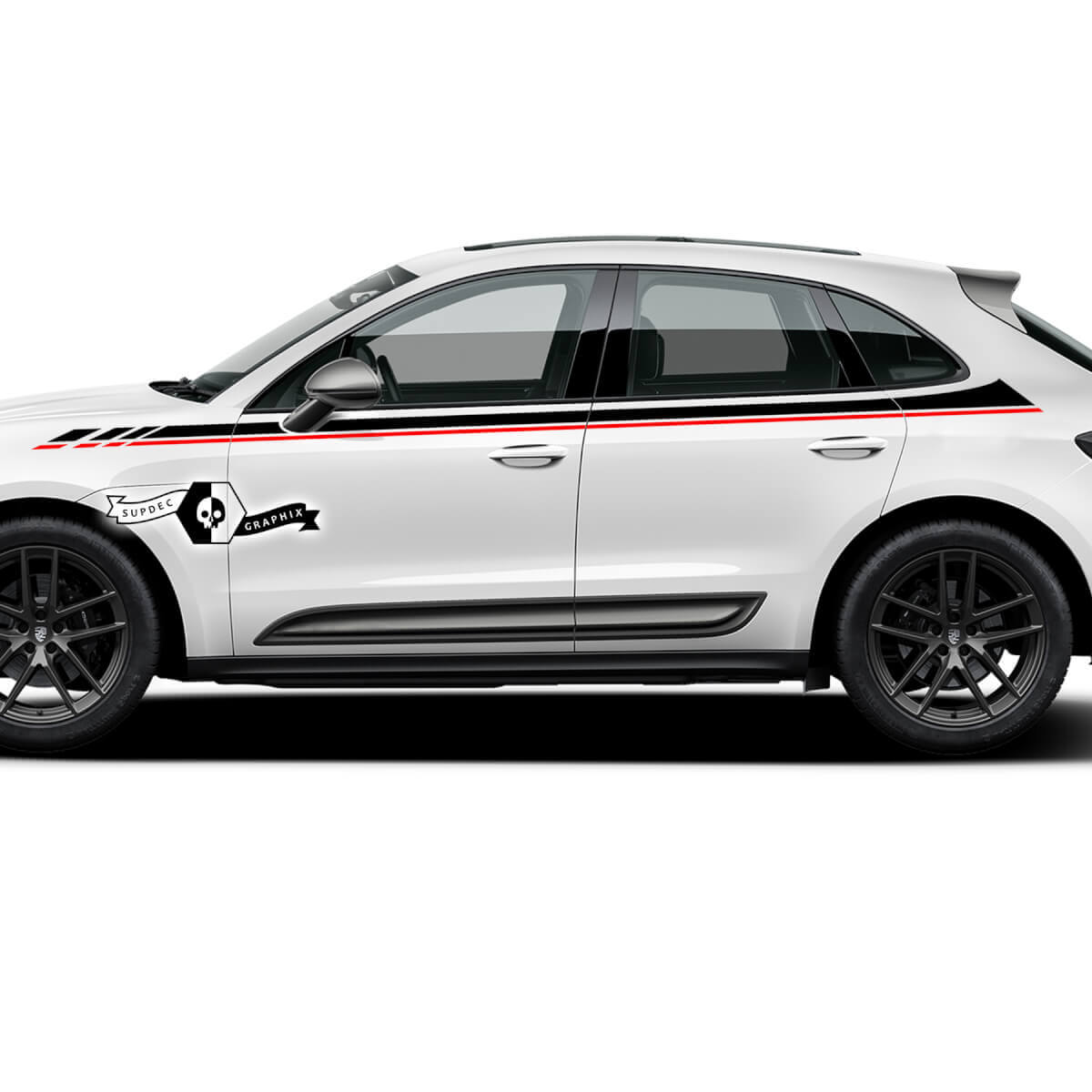 2x Porsche 2023 Porsche Macan T1 Side Dual Stripes Doors Up Top Aufkleber Aufkleber 2 Farben
