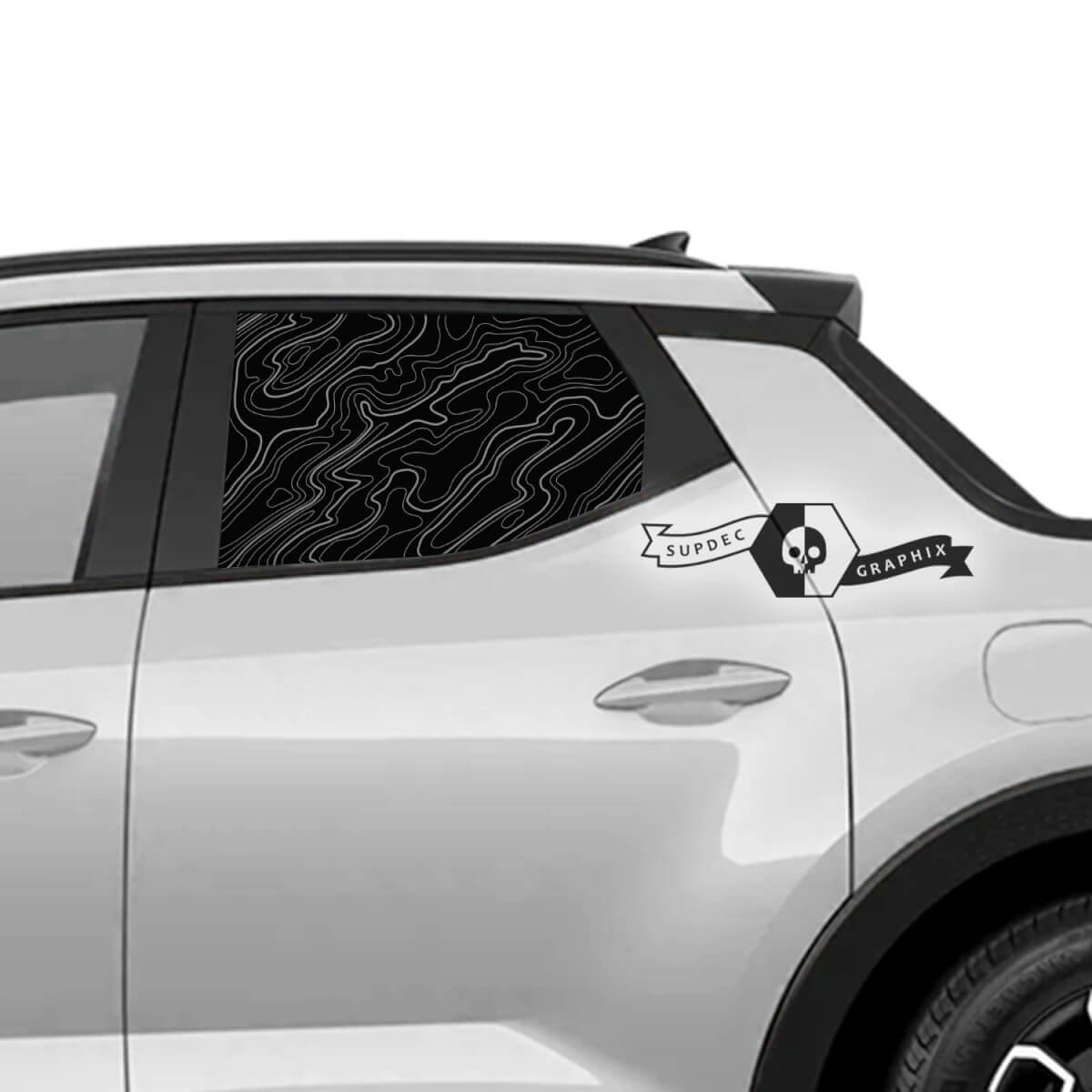 Konturkarte Aufkleber für die hintere Seitenscheibe Vinyl für Hyundai Santa Cruz