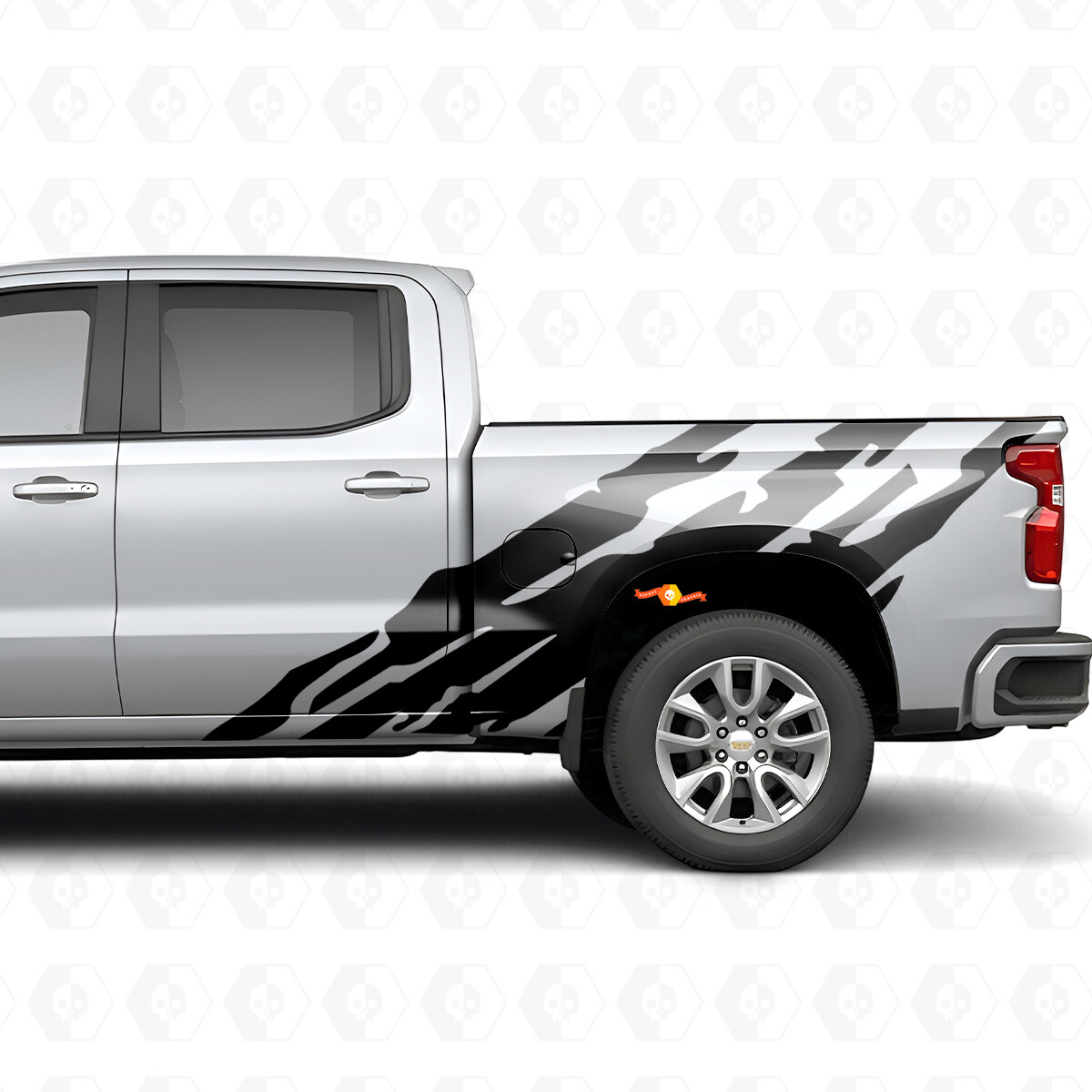 Gezackte Vinyl-Streifen für die Seitenfläche des Bettes für Chevrolet Silverado 1500 T1XX 2019-2026
