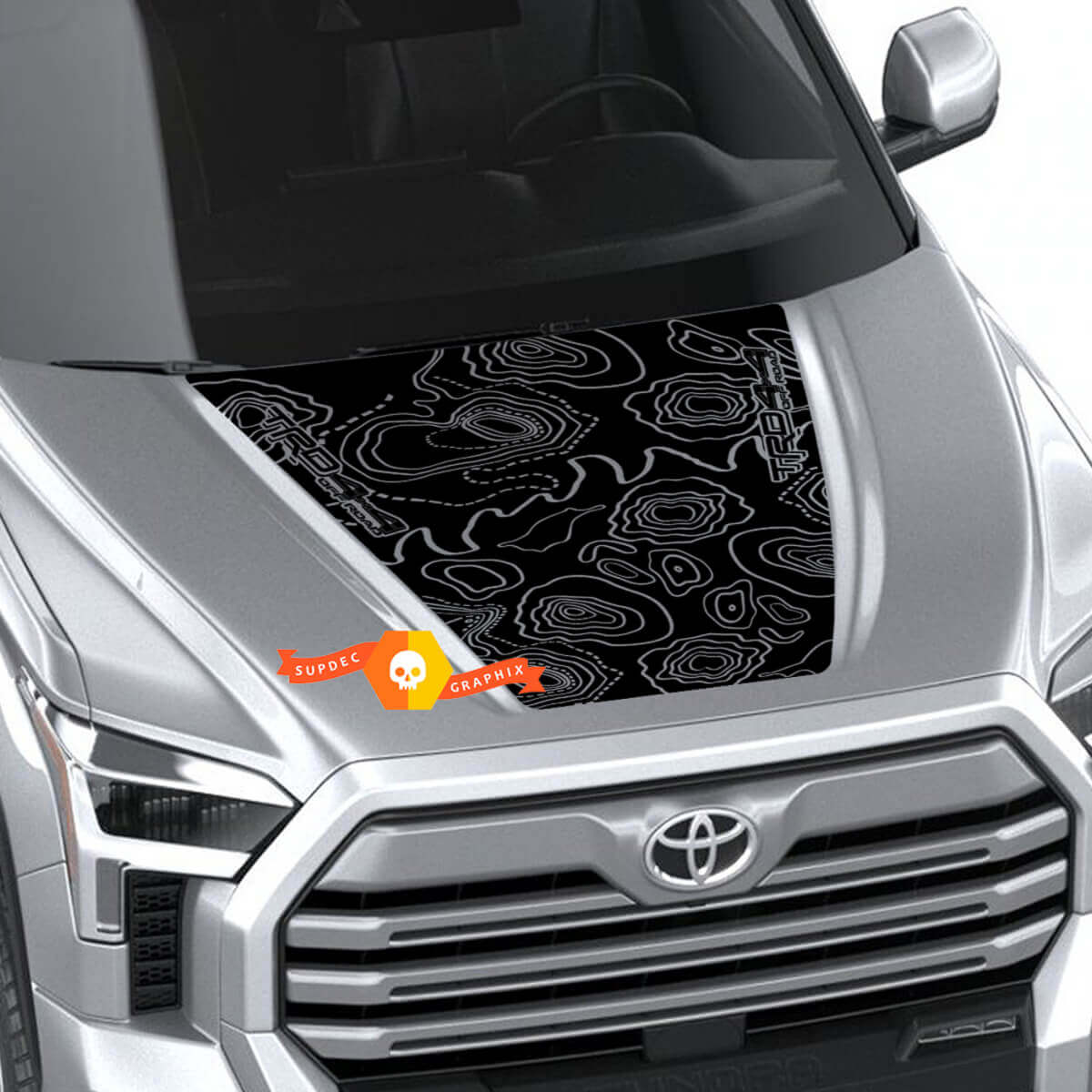 Motorhaube Topografische Karte TRD 4X4 Offroad Wrap Aufkleber Sticker Grafiken für Toyota Tundra Dritte Generation XK70 2021