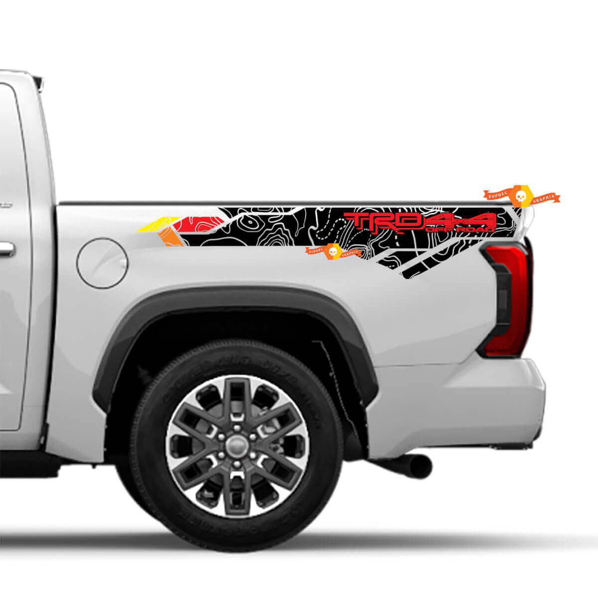 TRD 4x4 Topographische Karten Seitenwand Vinyl-Aufkleber für Toyota Tundra XK70 2021-heute