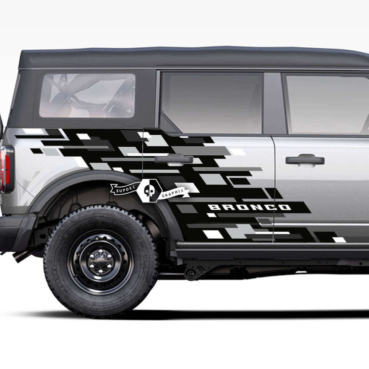 Paar Türen Seiten Geometrische Grafiken Monochrome Splash Aufkleber für Ford Bronco 2021 2022 2023 3 Farben
