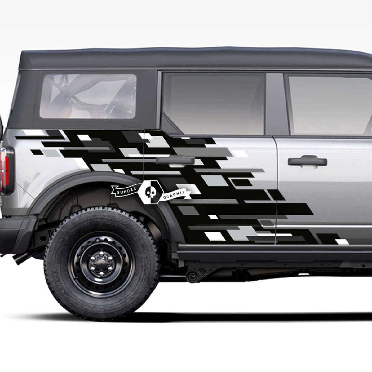 Paar Türen Seiten Geometrische Grafiken Monochrome Splash Aufkleber für Musclecar horse 2021 2022 2023 3 Farben
