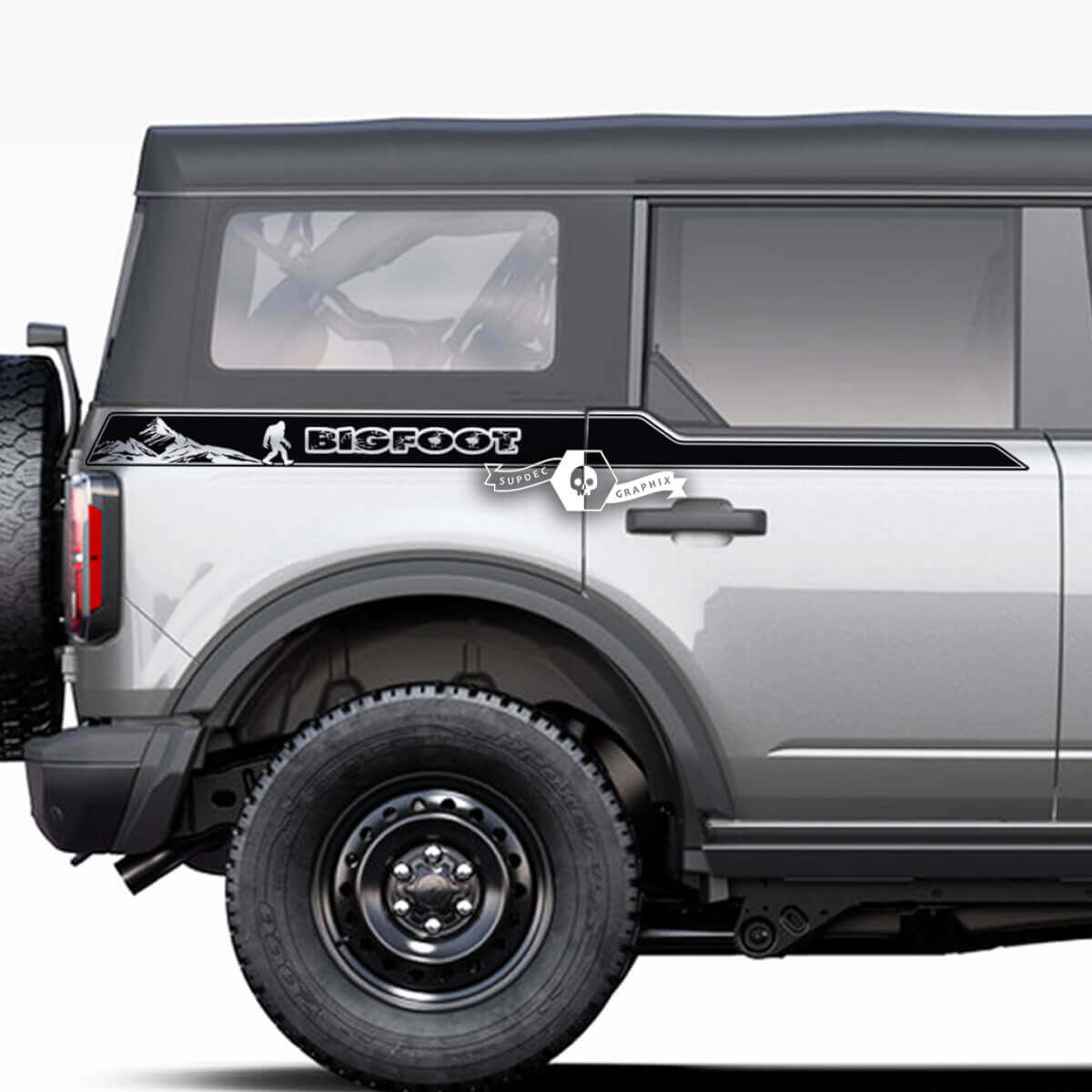 Paar Bettfender Seitenstreifen Aufkleber Mountain Bigfoot Aufkleber für Ford Bronco 2021 2022 2023
