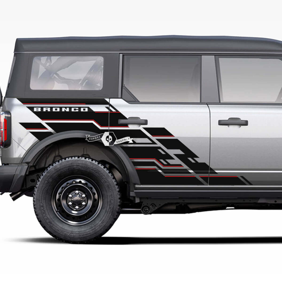 Seitentür- und Ladeflügel geometrische Spritzschutz-Grafikaufkleber 3 für Musclecar horse