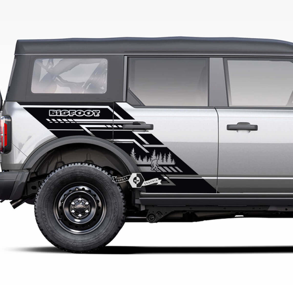 Paar Türen Seite Wald Bigfoot Grafiken Splash Aufkleber Aufkleber Bett Kotflügel für Musclecar horse 20212022 2023
