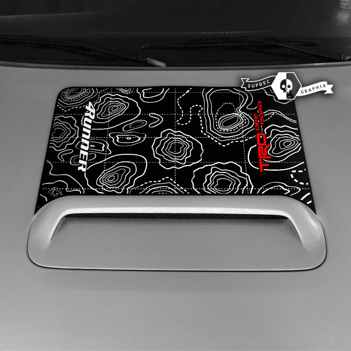 Toyota 4runner TRD Hood Scoop Aufkleber Aufkleber Grafik Topografische Karte 3 Farben Logo 2020 2021 2022 2023
